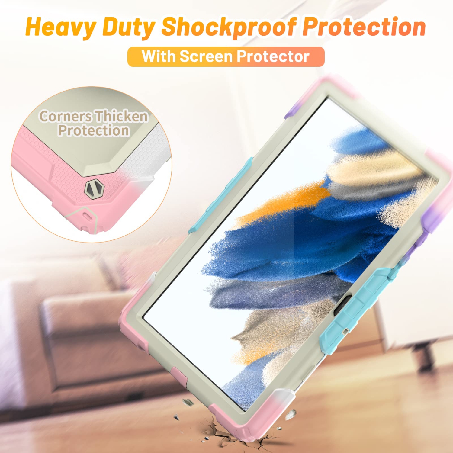 Samsung Galaxy Tab A8 Case 10.5 inch 2021(SM-X200/X205/X207), HXCASEAC Shockproof Cover with Screen Protector, S Pen Holder,