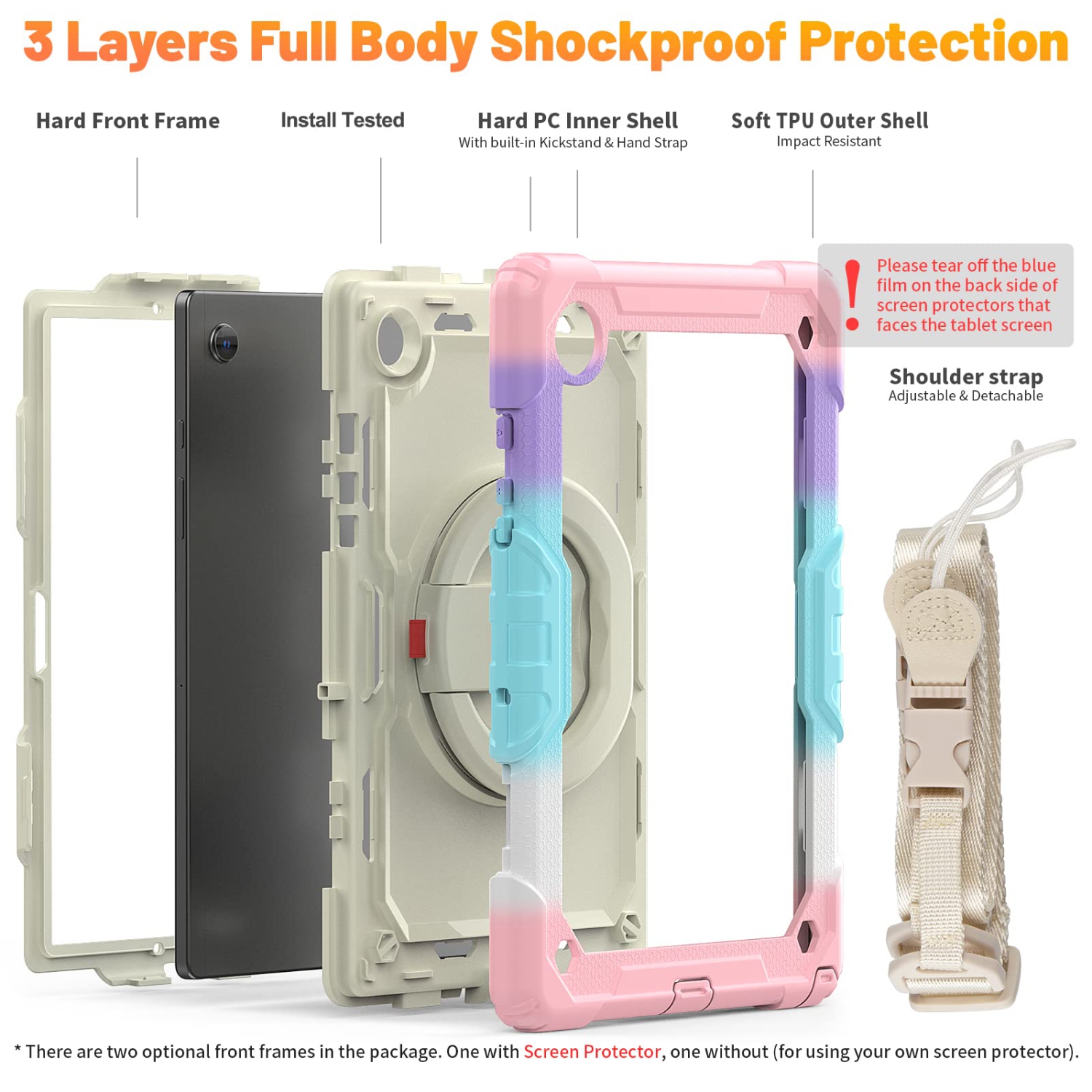 Samsung Galaxy Tab A8 Case 10.5 inch 2021(SM-X200/X205/X207), HXCASEAC Shockproof Cover with Screen Protector, S Pen Holder,