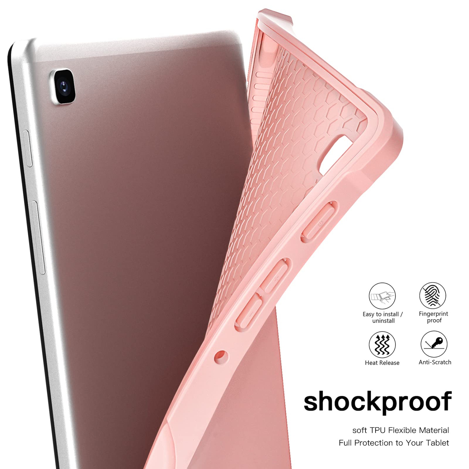 Étui Ztotop pour Galaxy Tab A7 Lite de 8.7 po 2021 de Samsung, étui mince à trois volets avec FUL