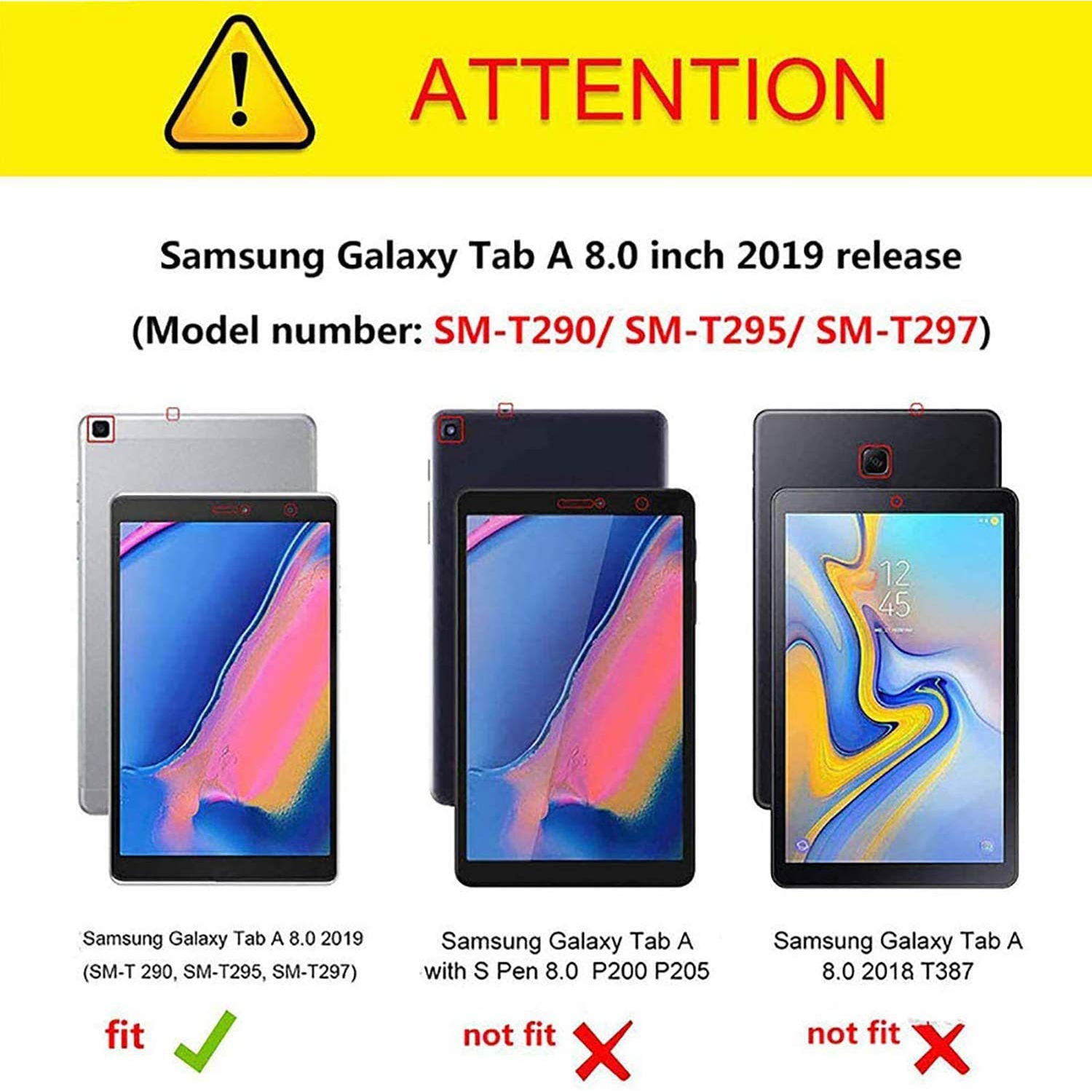 Étui pour Galaxy Tab A 8.0 2019 de Samsung, étui avec support pivotant à 360 degrés pour tablette Tab A de 8.0 po SM-T29 de Samsung