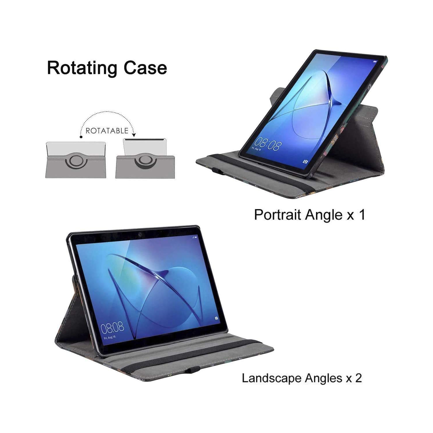 Étui pour Galaxy Tab A 8.0 2019 de Samsung, étui avec support pivotant à 360 degrés pour tablette Tab A de 8.0 po SM-T29 de Samsung