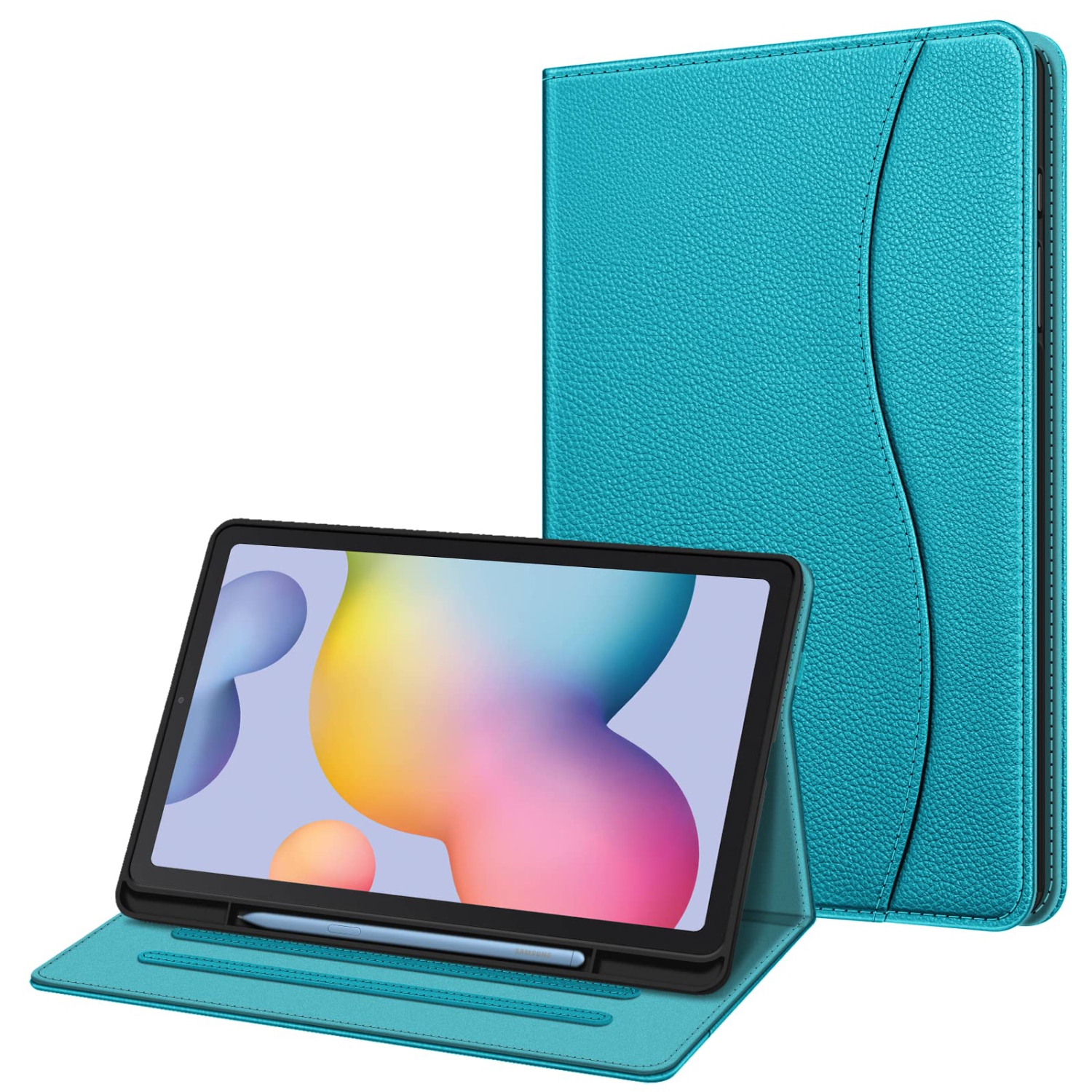 Samsung Galaxy Tab S6 Lite 10.4 Inch 2022/2020 Model (SM-P610/P613/P615/P619) with S Pen Holder, Multi-Angle Viewing Soft TPU Back Cover with Pocket Auto Wake/Sleep