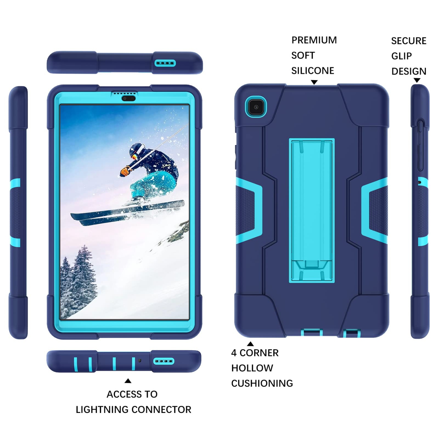 Étui rigide hybride robuste 3-en-1 pour Galaxy Tab A7 Lite de 8.7 po 2021, béquille DUEDUE pour boîtier intégral à impact élevé