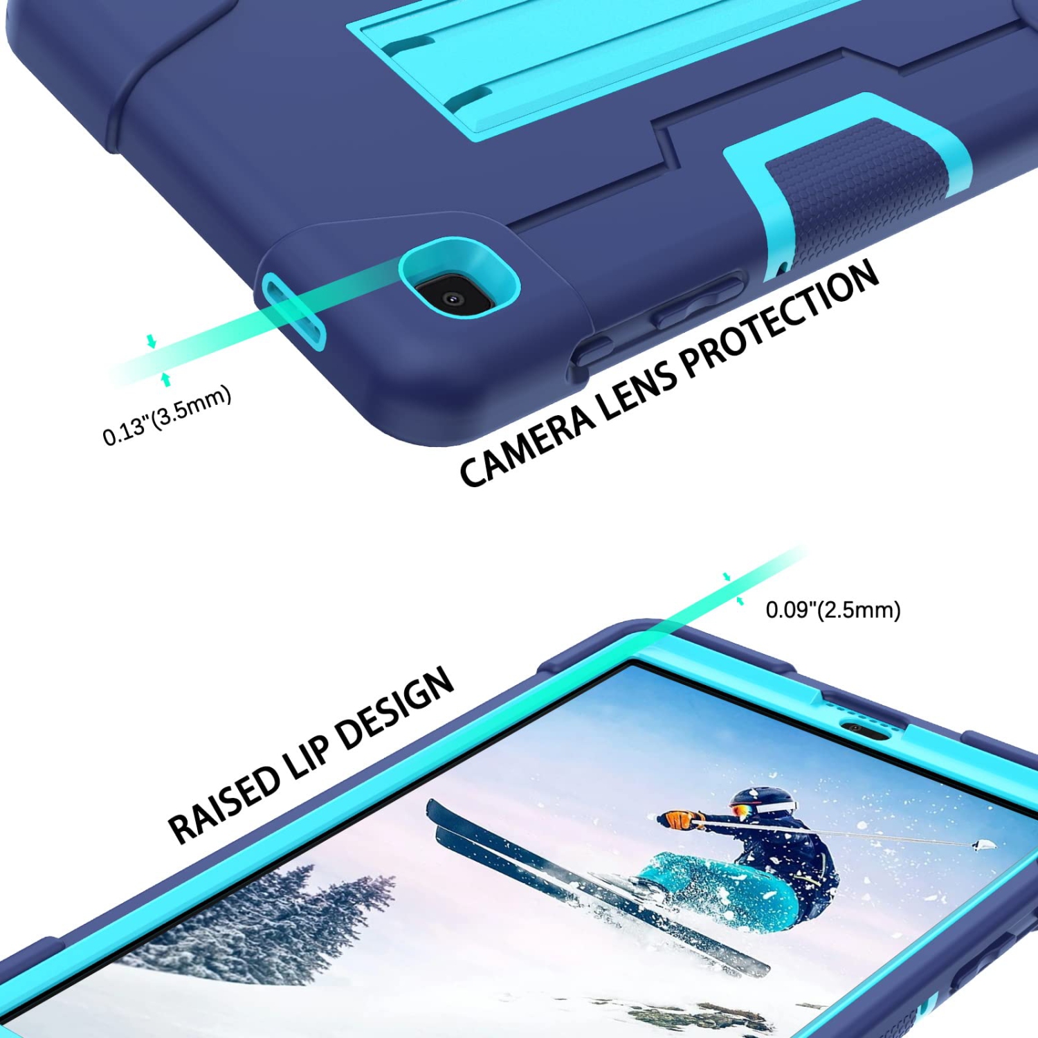Étui rigide hybride robuste 3-en-1 pour Galaxy Tab A7 Lite de 8.7 po 2021, béquille DUEDUE pour boîtier intégral à impact élevé