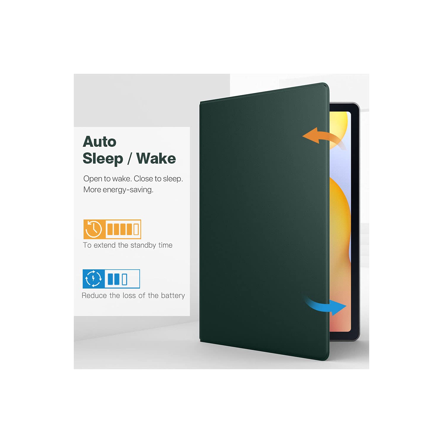 Samsung Galaxy Tab S6 Lite 10.4 Inch 2022/2020, Ultra Slim Lightweight Magnetic Stand Cover Fit Galaxy Tab S6 Lite 2022/2020 Tablet, Midnight Green