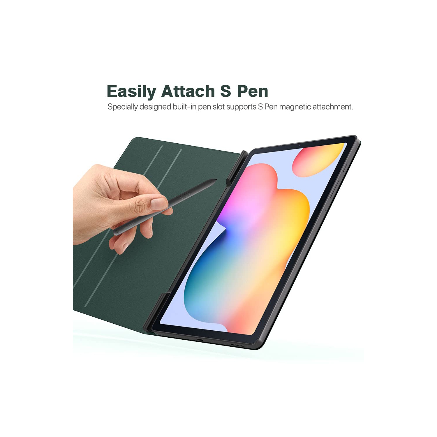 Samsung Galaxy Tab S6 Lite 10.4 Inch 2022/2020, Ultra Slim Lightweight Magnetic Stand Cover Fit Galaxy Tab S6 Lite 2022/2020 Tablet, Midnight Green