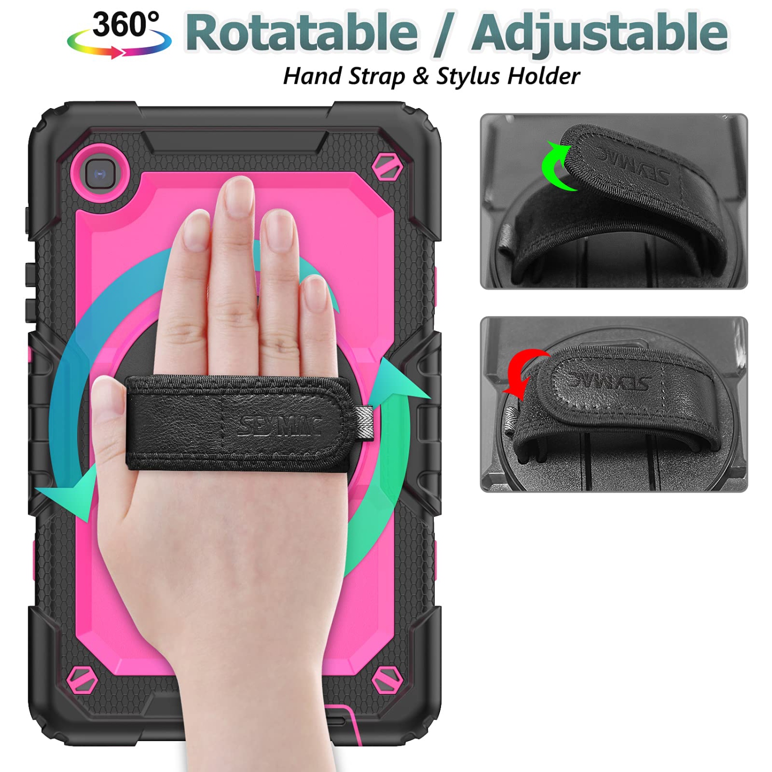 SEYMAC stock Case for Samsung Galaxy Tab A7 Lite Case 8.7'' with Screen Protector Pencil Holder 360 Rotating Hand Strap &S