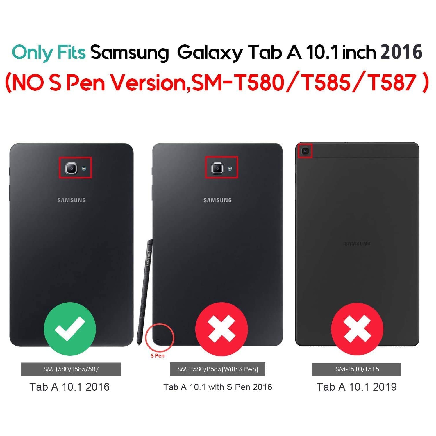 Étui antichoc robuste hybride robuste Galaxy Tab A 10.1 2016 de Samsung avec béquille 10.1-en-1 pour Tab A 3 po de Samsung