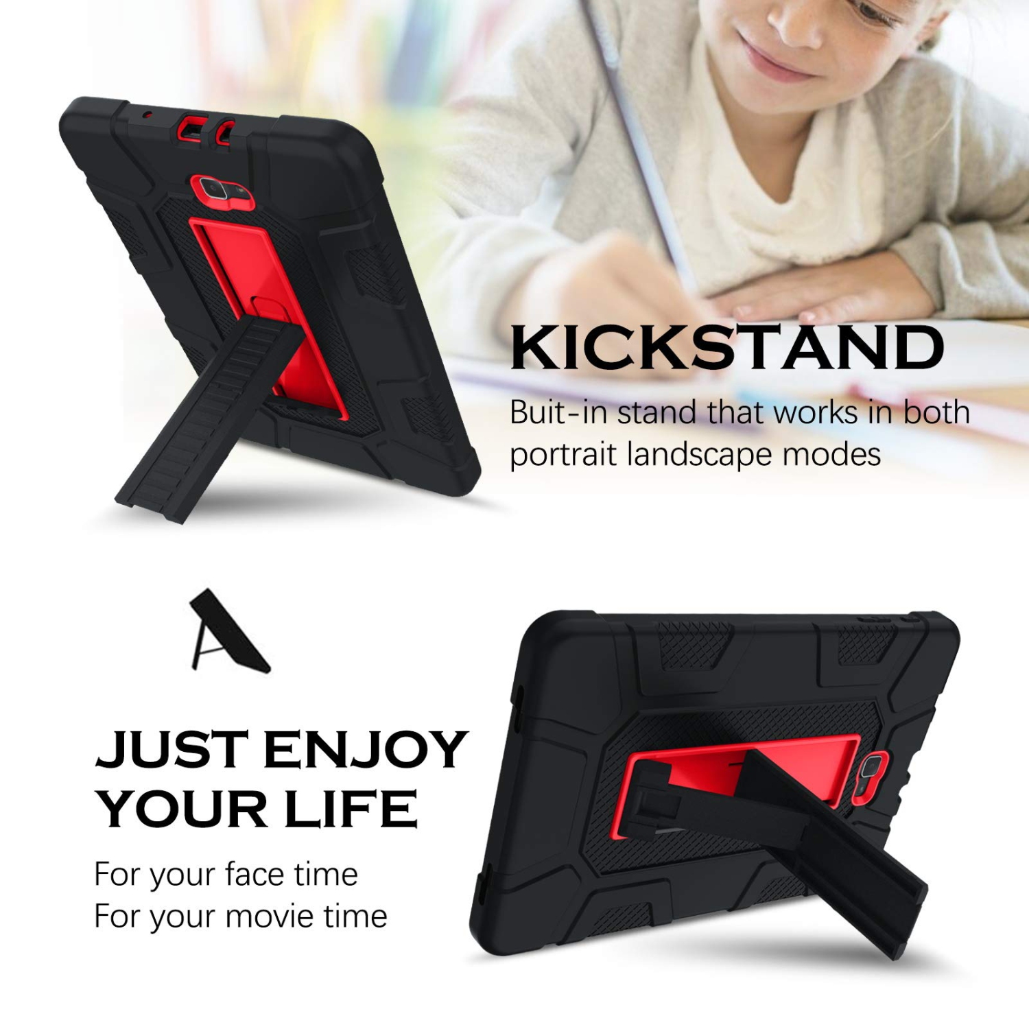 Étui antichoc robuste hybride robuste Galaxy Tab A 10.1 2016 de Samsung avec béquille 10.1-en-1 pour Tab A 3 po de Samsung