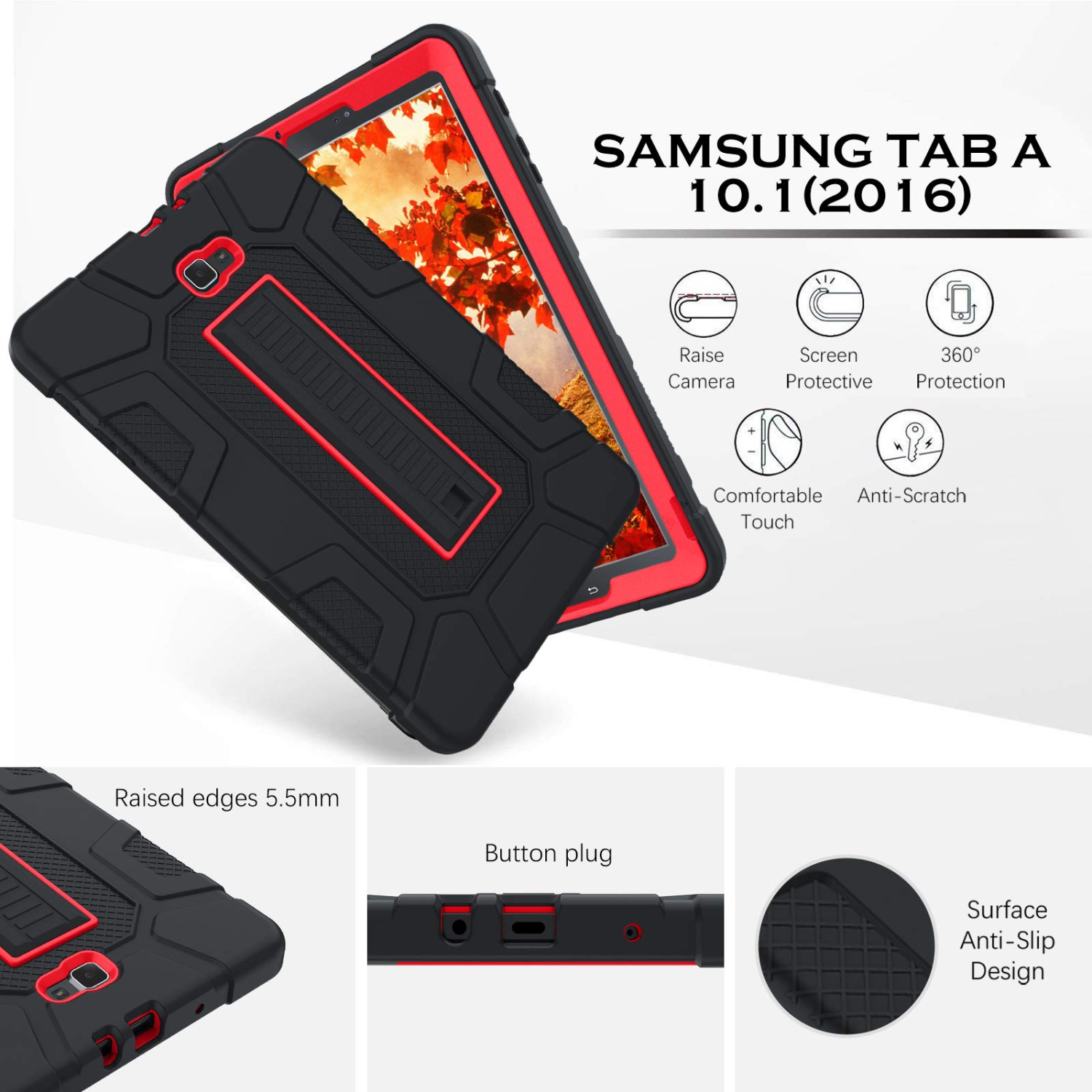 Étui antichoc robuste hybride robuste Galaxy Tab A 10.1 2016 de Samsung avec béquille 10.1-en-1 pour Tab A 3 po de Samsung