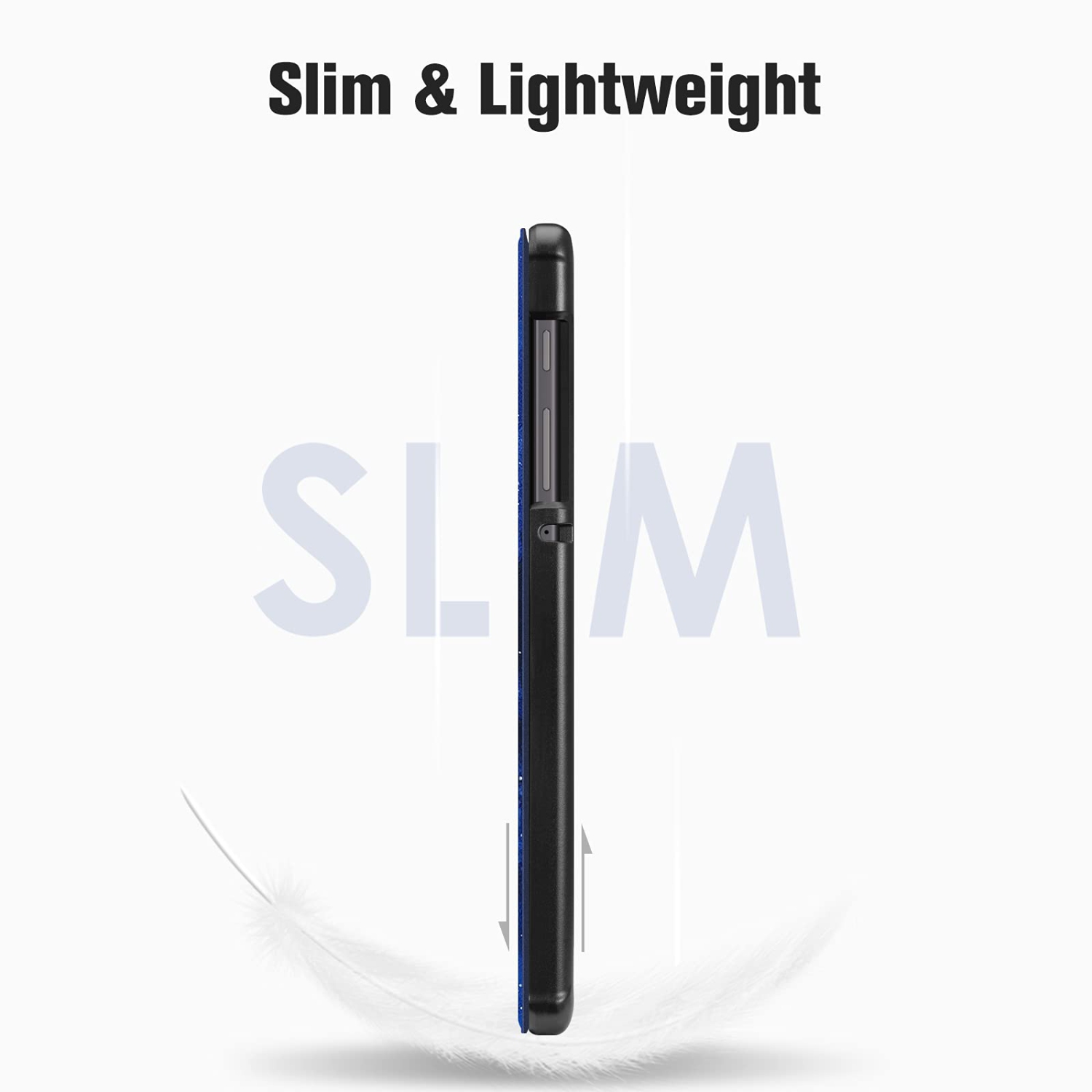 Étui mince pour Samsung Galaxy Tab A7 Lite 8,7 po 2021 modèle, coque arrière rigide ultra mince et léger avec support à trois volets, ciel étoilé