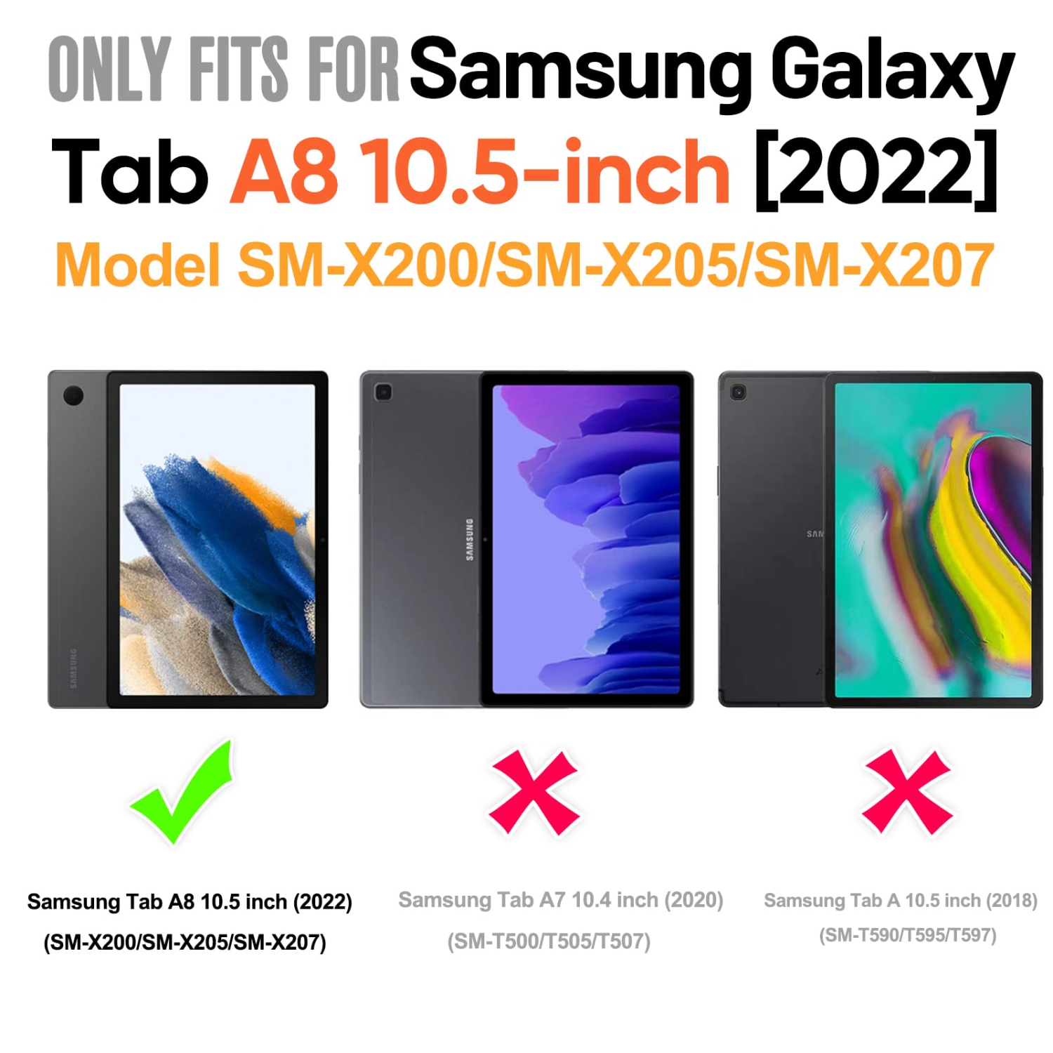 Étui Timecity pour Galaxy Tab A8 de 10.5 po 2022 de Samsung, étui protecteur complet avec protection antichoc Scre