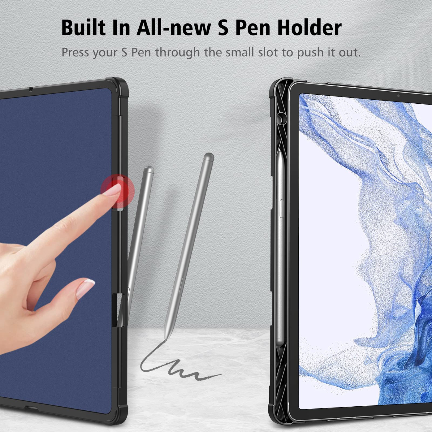 Fintie – Étui pour Samsung Galaxy Tab S8/Tab S7 de 11 po avec porte-stylet S intégré, multipl