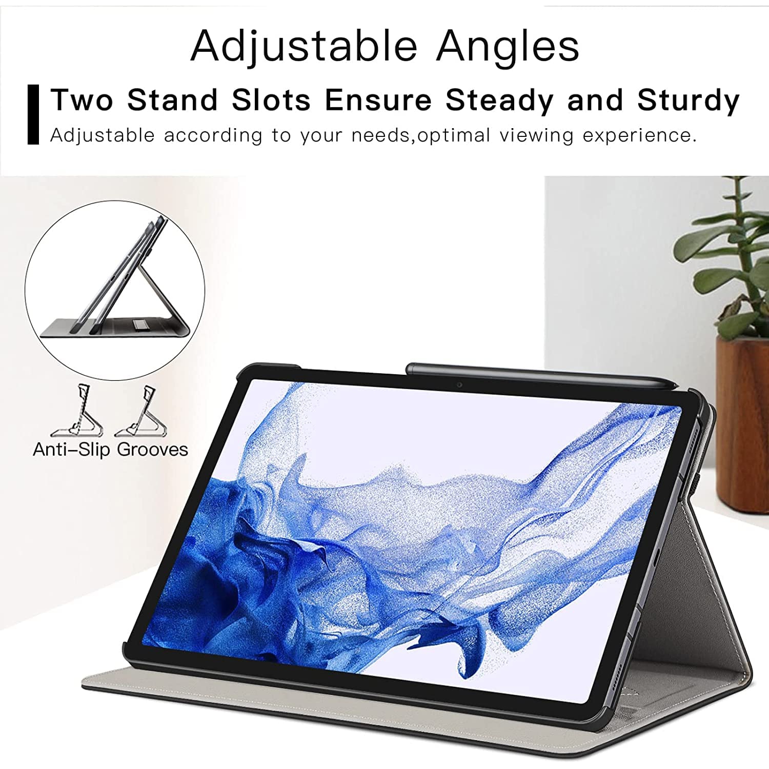 Ztotop Case for Samsung Galaxy Tab S8 Plus/S7 FE, Premium PU Leather Folding Stand Cover for 12.4 Inch Galaxy Tab S8+ 2022/S