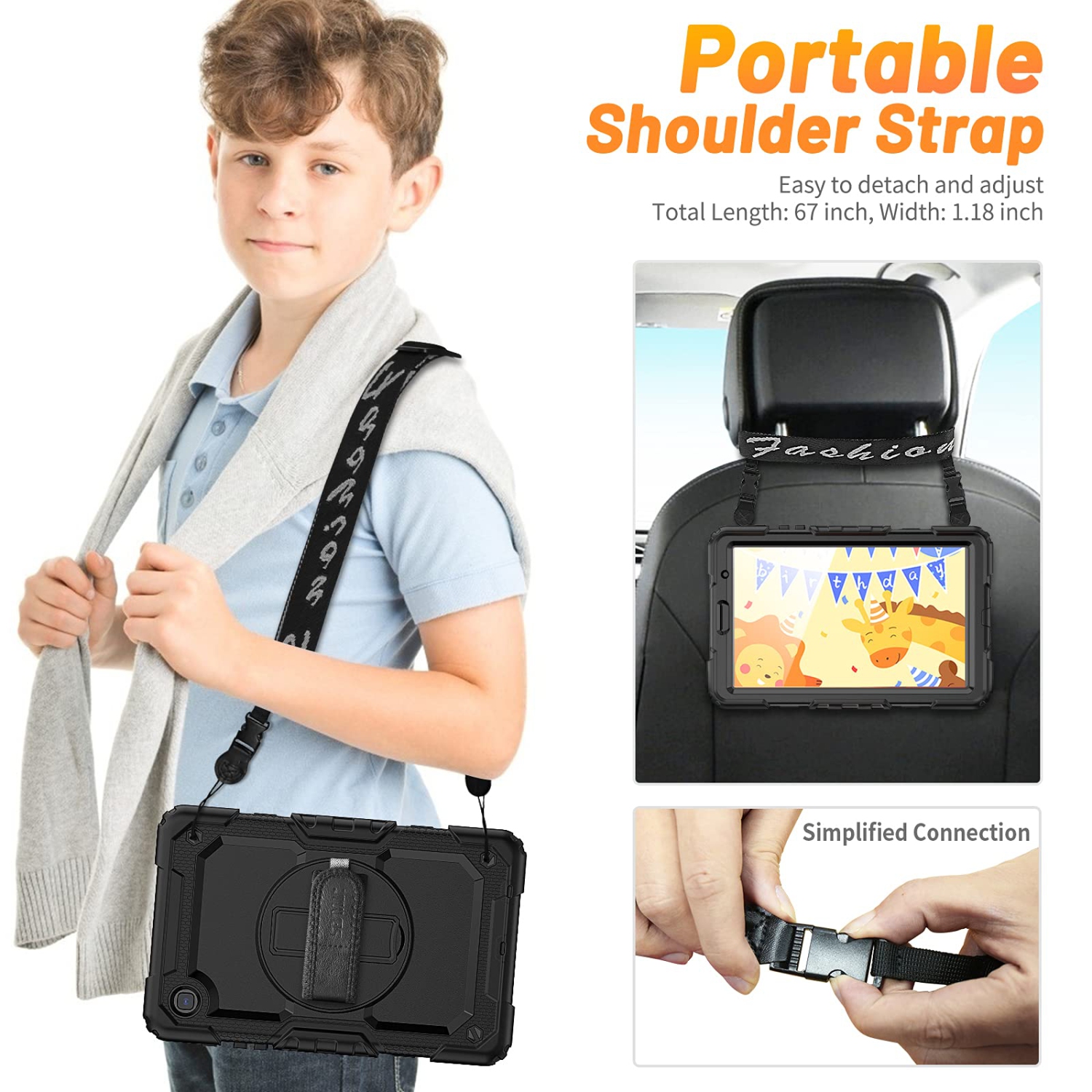 HXCASEAC Kid Case for Samsung A7 Lite 8.7 inch 2021, Drop Proof Case with Screen Protector , Hand/Shou