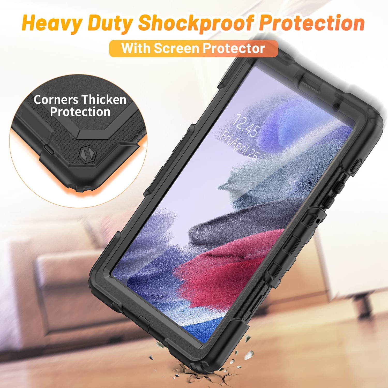 HXCASEAC Kid Case for Samsung A7 Lite 8.7 inch 2021, Drop Proof Case with Screen Protector , Hand/Shou