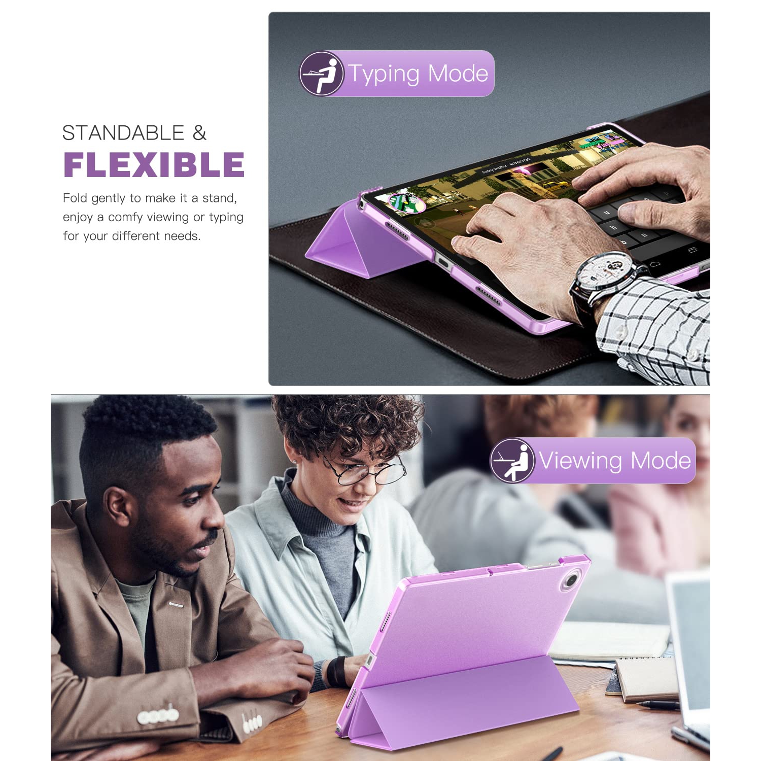 TMOVO – Étui mince pour Galaxy Tab A8 de 10.5 po 2022 SM-X200/SM-X205, mince protecteur mince à trois rabats en C translucide givré translucide