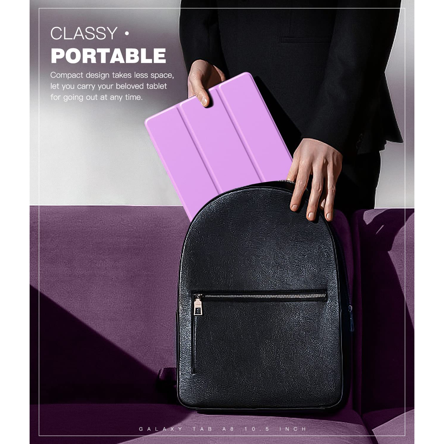 TMOVO – Étui mince pour Galaxy Tab A8 de 10.5 po 2022 SM-X200/SM-X205, mince protecteur mince à trois rabats en C translucide givré translucide