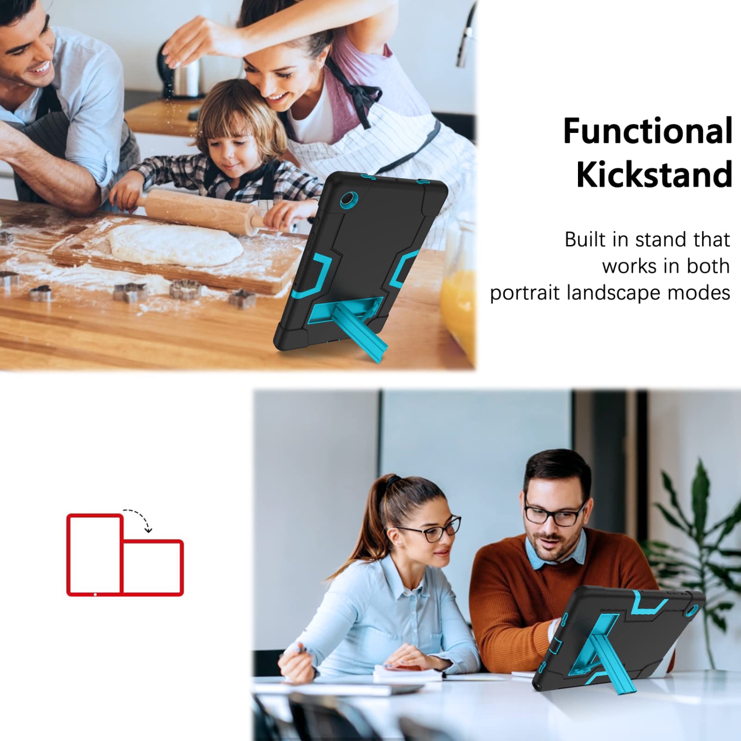 Étui robuste et antichoc pour tablette Galaxy Tab A8 10,5 2022 SM-X200 X205 de Samsung avec béquille pour enfants 3-en-1 de Samsung pour Galaxy Tab