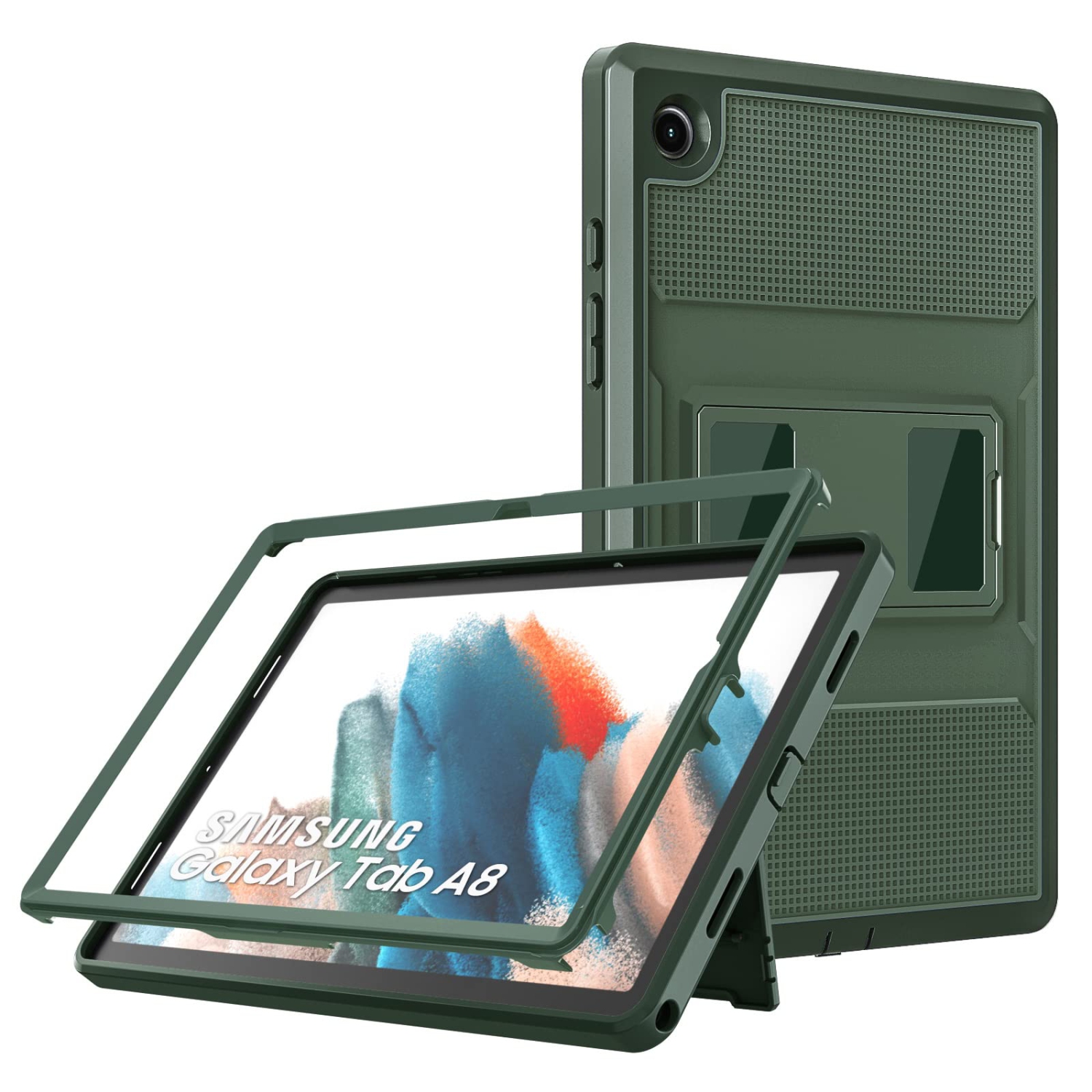 MoKo Case Fits Samsung Galaxy Tab A8 10.5 Inch 2022 (SM-X200/SM-X205/SM-X207), Shockproof Full Body Rugged Stand Back Cover