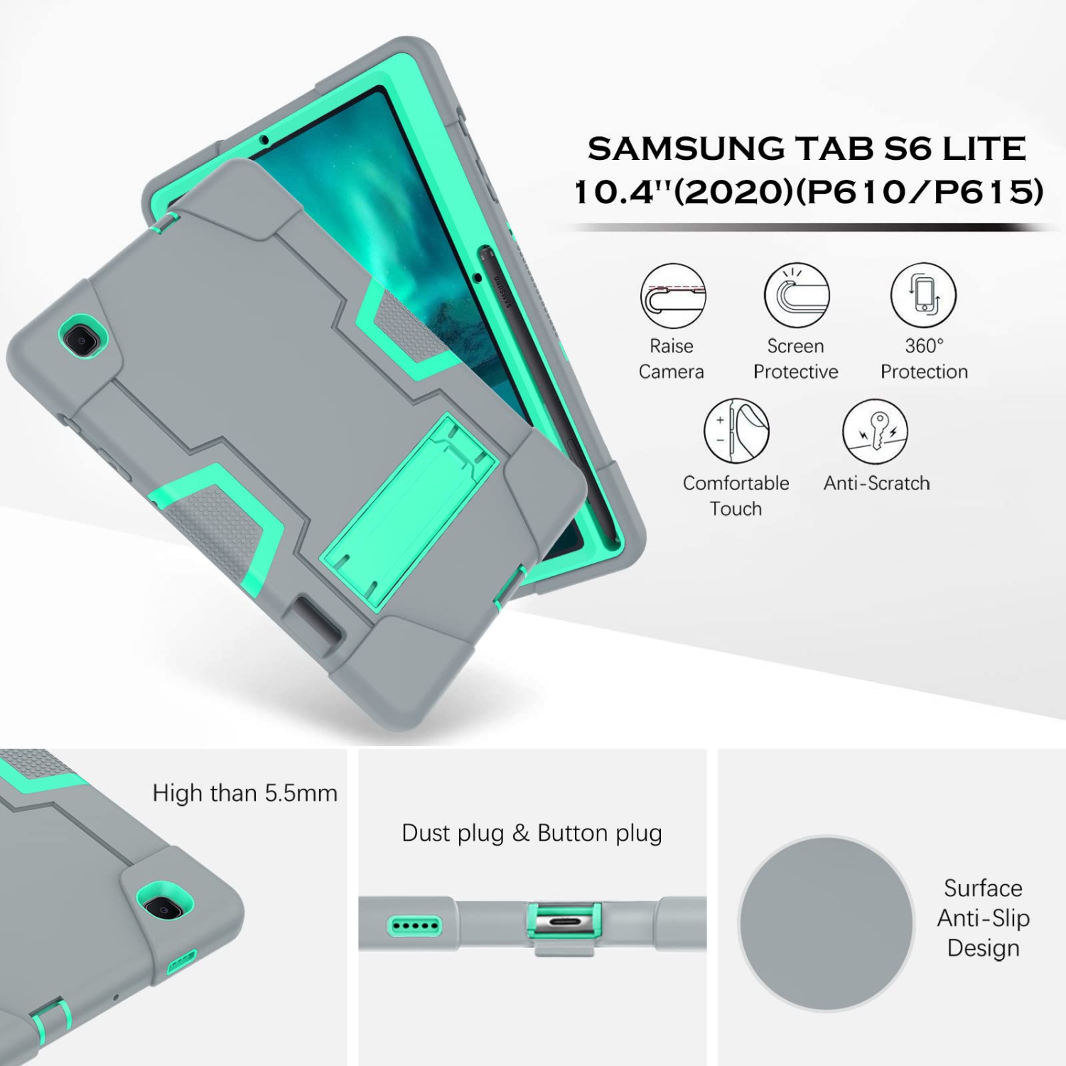 Galaxy Tab S6 Lite Case YINLAI Samsung Tab S6 Lite Cases with Pencil Holder 3 in 1 Rubber Shockproof Heavy Duty Full Body Pr