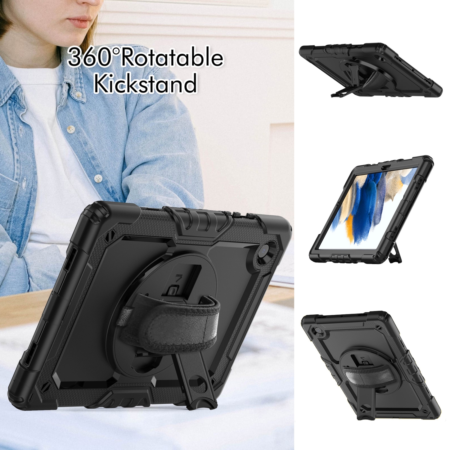 Étui pour Galaxy Tab A8 de 10.5 po et 2022 po de Samsung avec porte-crayon protecteur d’écran | Étui protecteur robuste et durable avec bandoulière