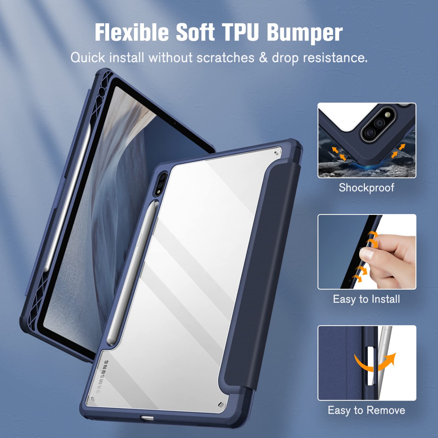 Fintie Hybrid Slim Case for Samsung Galaxy Tab S8/Tab S7 11 inch with S Pen Holder, Shoc