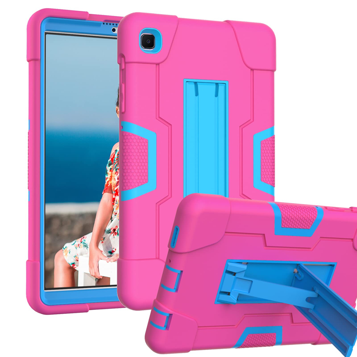 Case for Samsung Galaxy Tab A7 Lite T220/T225, Full Body Rugged Kids Case with Kickstand Heavy Duty Shockproof Drop-Proof Protection Cover for