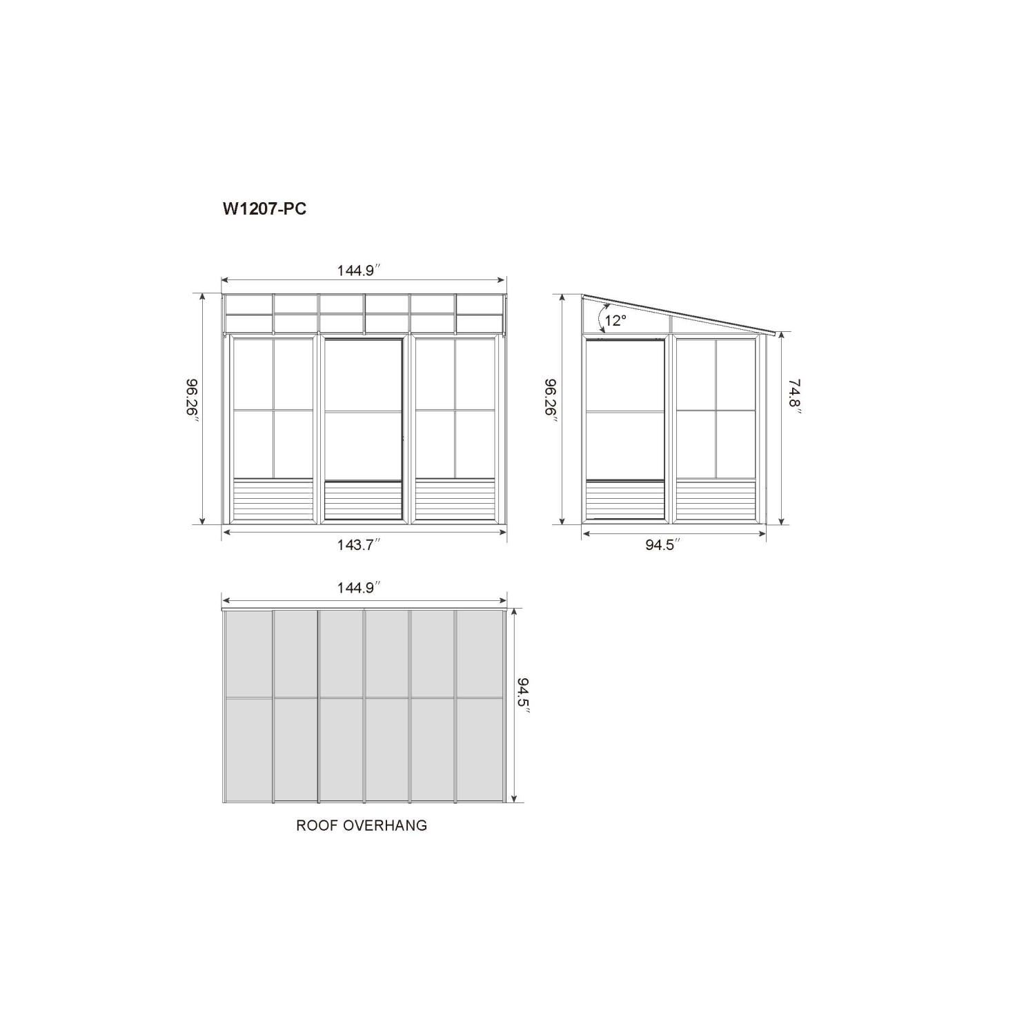 Florence Add-A-Room with polycarbonate roof 8 Ft. x 12 Ft. in Slate