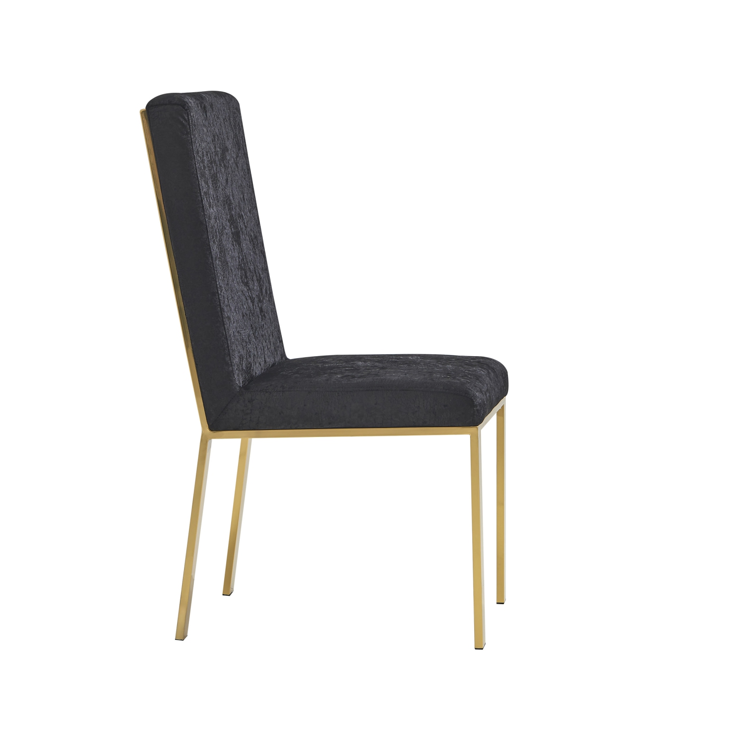 Angelina Luxury Velvet Dining Chairs - Black, Honeycomb Pattern, Crocodile Skin Pattern Fabric with Gold Stainless Legs and Frame