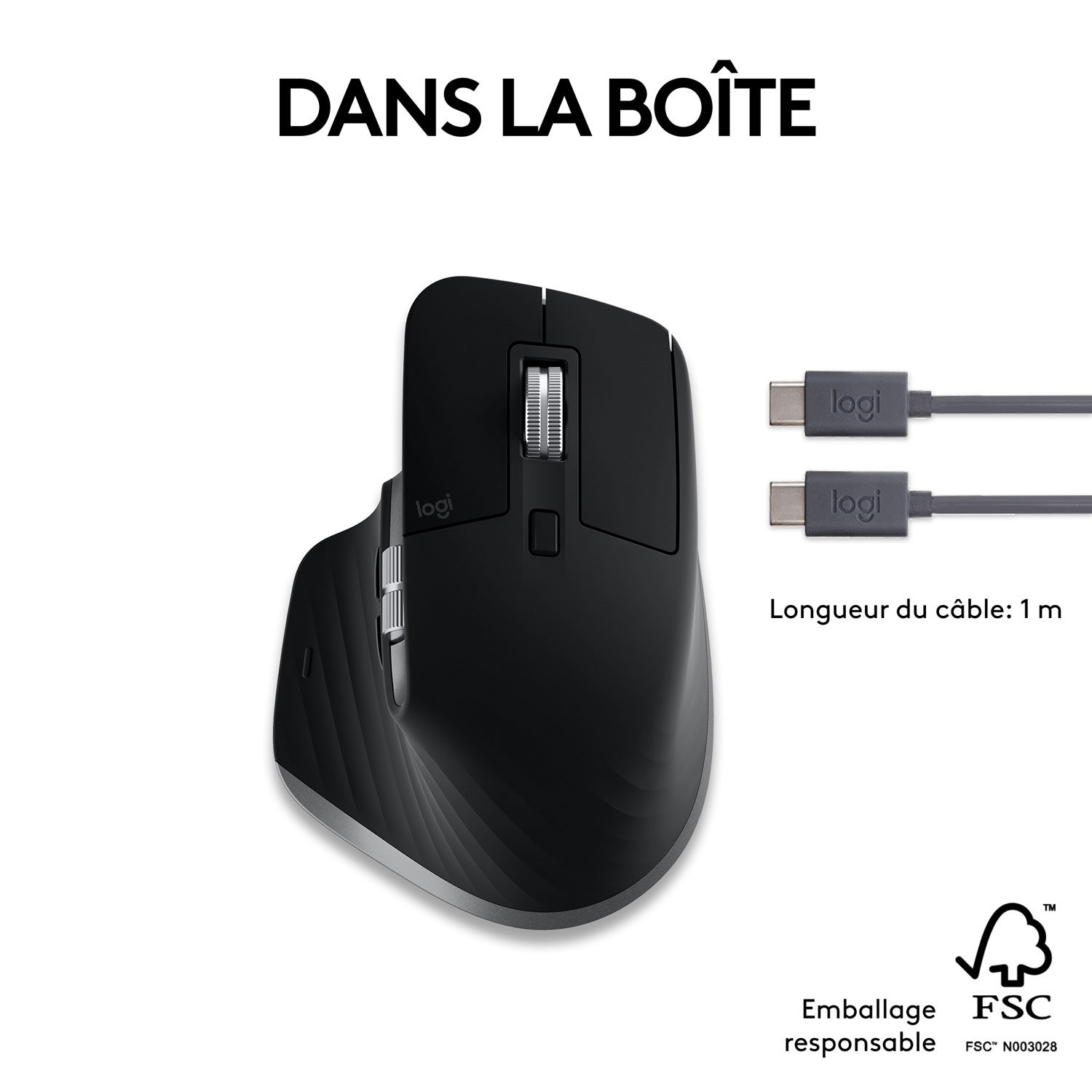 Souris Bluetooth optique MX Master 3S de Logitech pour Mac - Gris cosmique
