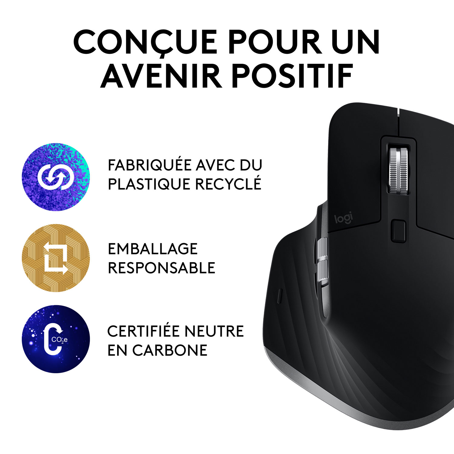 Souris Bluetooth optique MX Master 3S de Logitech pour Mac - Gris cosmique