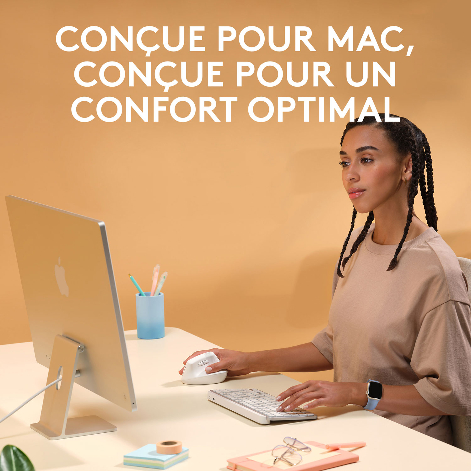 Logitech Lift Ergonomic 4000 DPI Wireless Mouse for Mac - Off-White