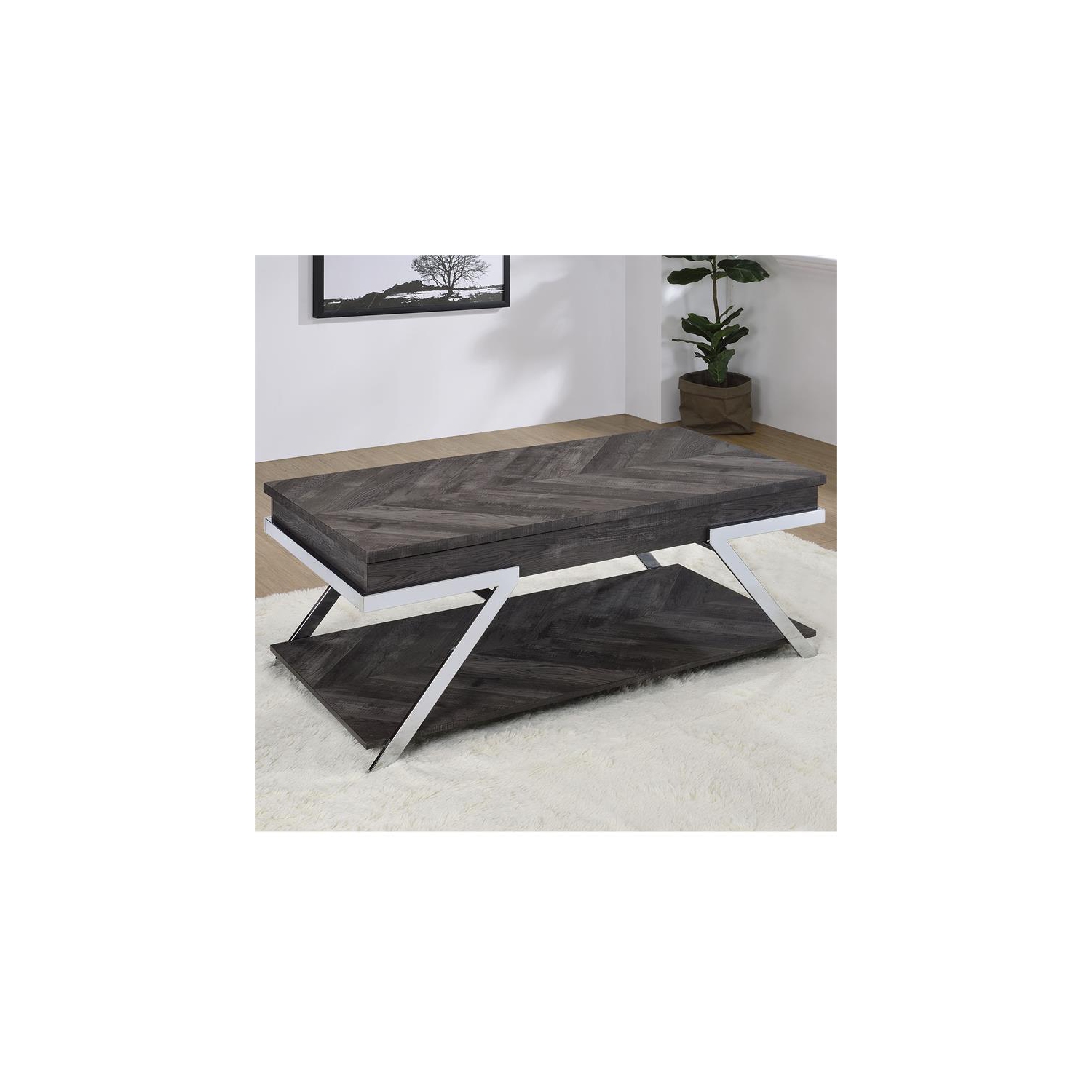 Steve Silver Roma Dark Gray Lift-Top Wood and Laminate Cocktail Table