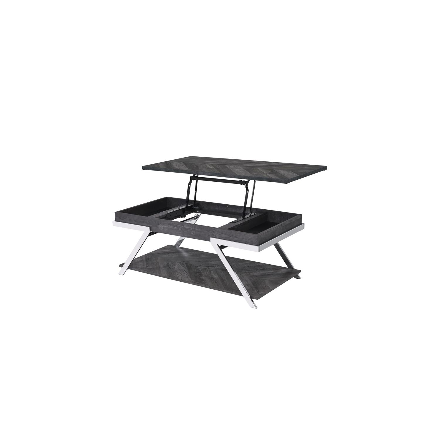 Bowery Hill Dark Gray Lift-Top Wood and Laminate Cocktail Table