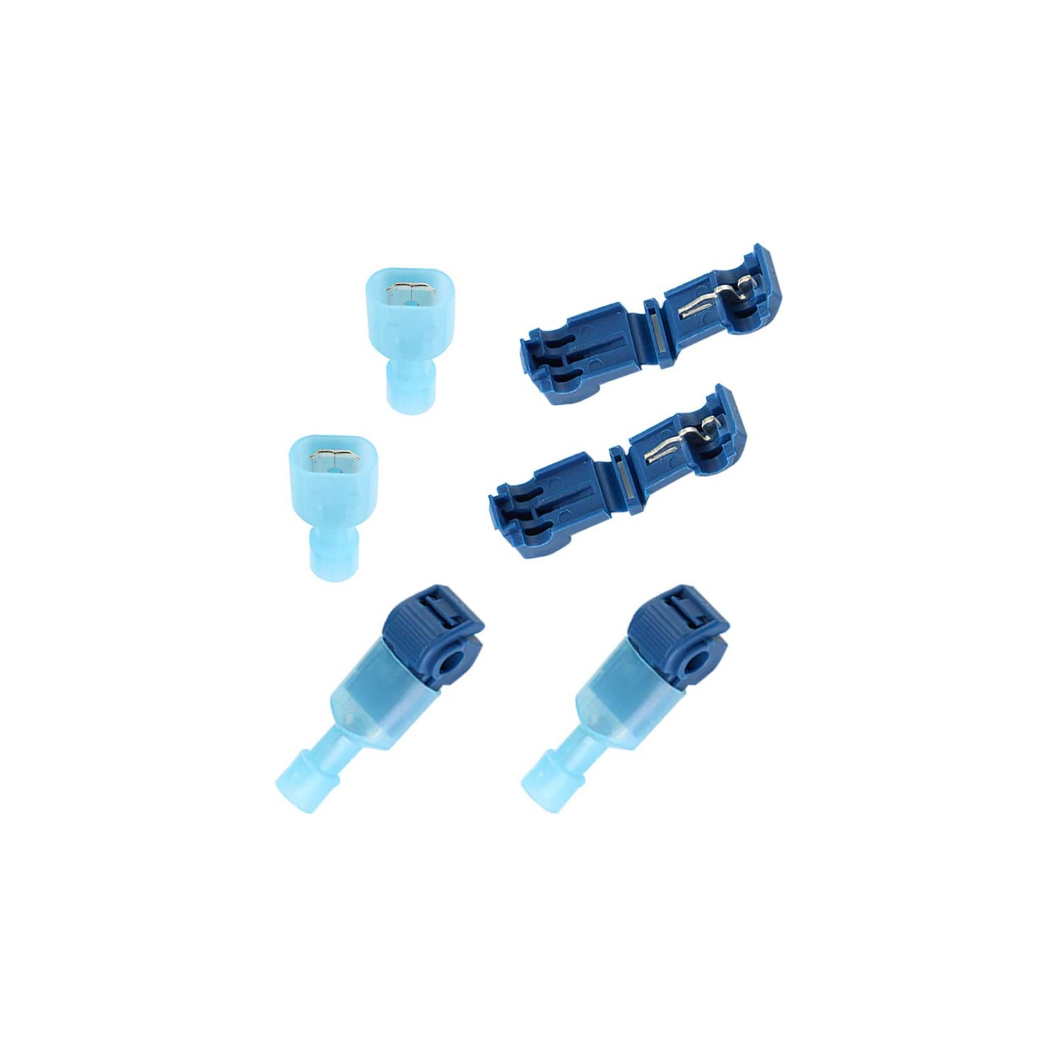 60Pcs Premium T-Tap Wire Terminals, Self-Stripping Quick Splice Wire Connectors and Fully Insulated Male Spade Terminals Connectors Kit –– Blue