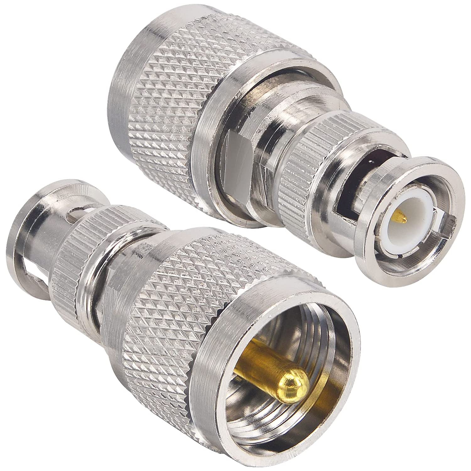 2pcs BNC to UHF RF Coaxial Adapter BNC Male to UHF Male PL259 Connector UHF PL-259 SO-239 to BNC Converter for Radios/Antennas/Scanners/HF