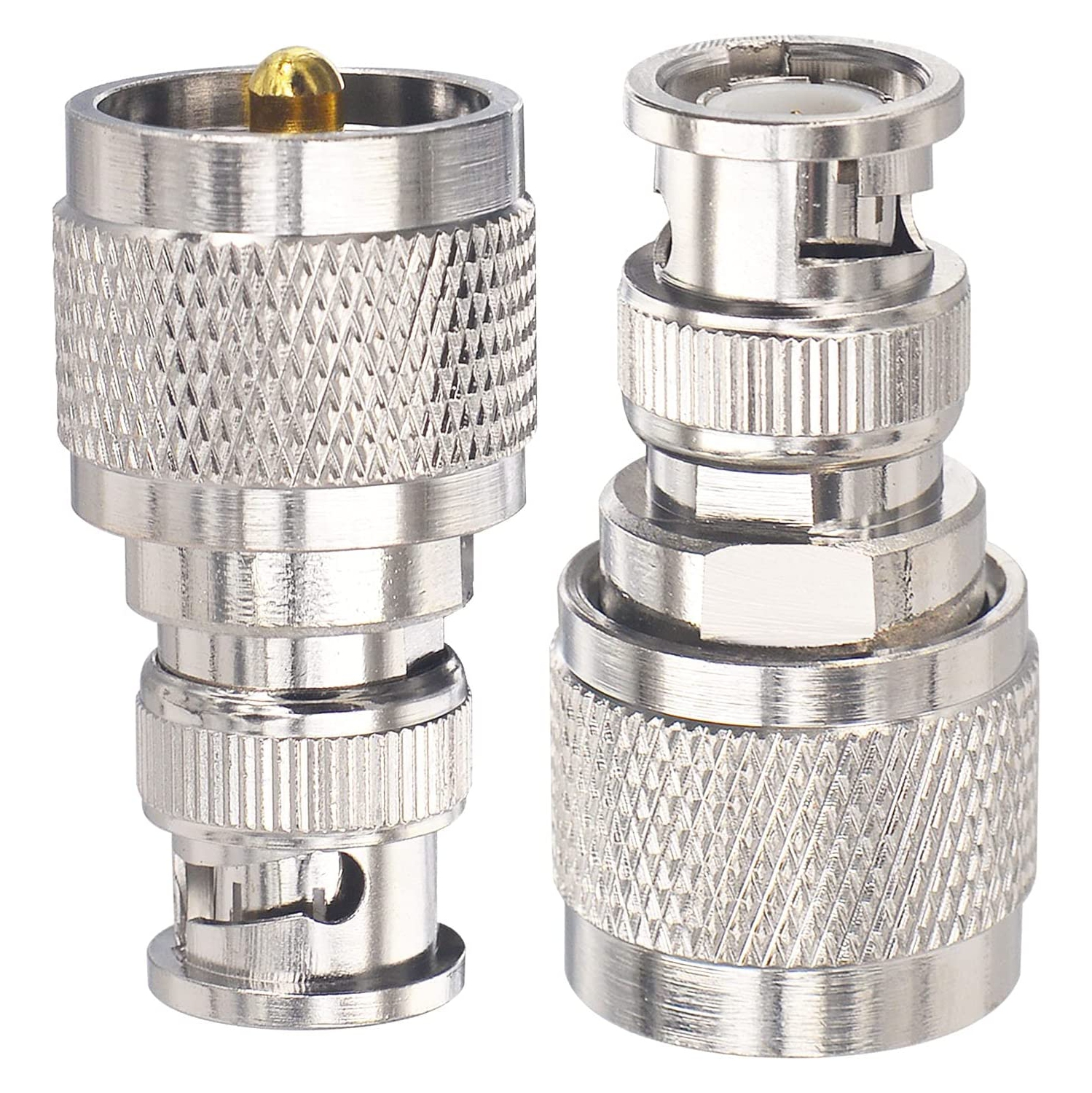 2pcs BNC to UHF RF Coaxial Adapter BNC Male to UHF Male PL259 Connector UHF PL-259 SO-239 to BNC Converter for Radios/Antennas/Scanners/HF