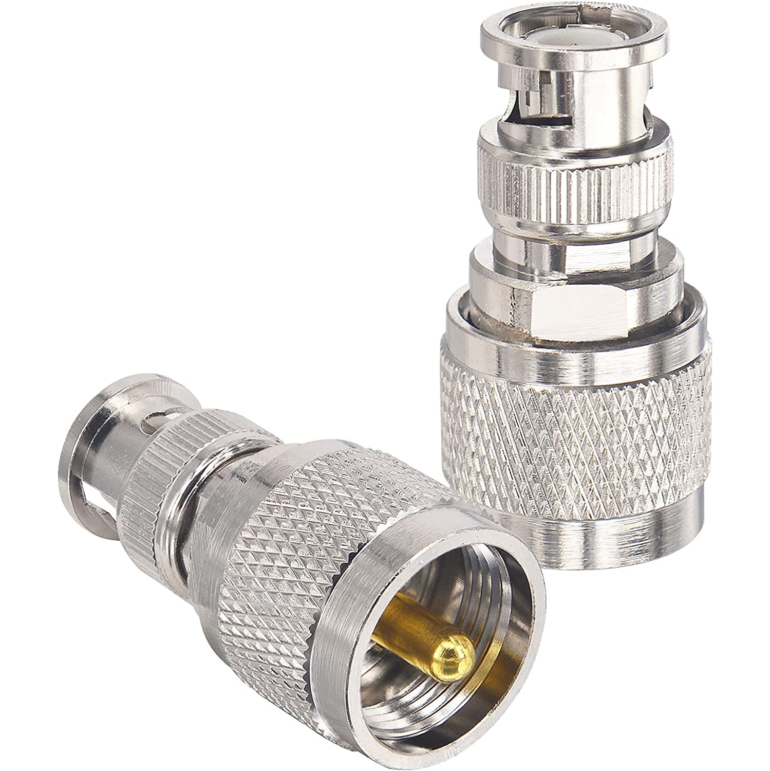 2pcs BNC to UHF RF Coaxial Adapter BNC Male to UHF Male PL259 Connector UHF PL-259 SO-239 to BNC Converter for Radios/Antennas/Scanners/HF