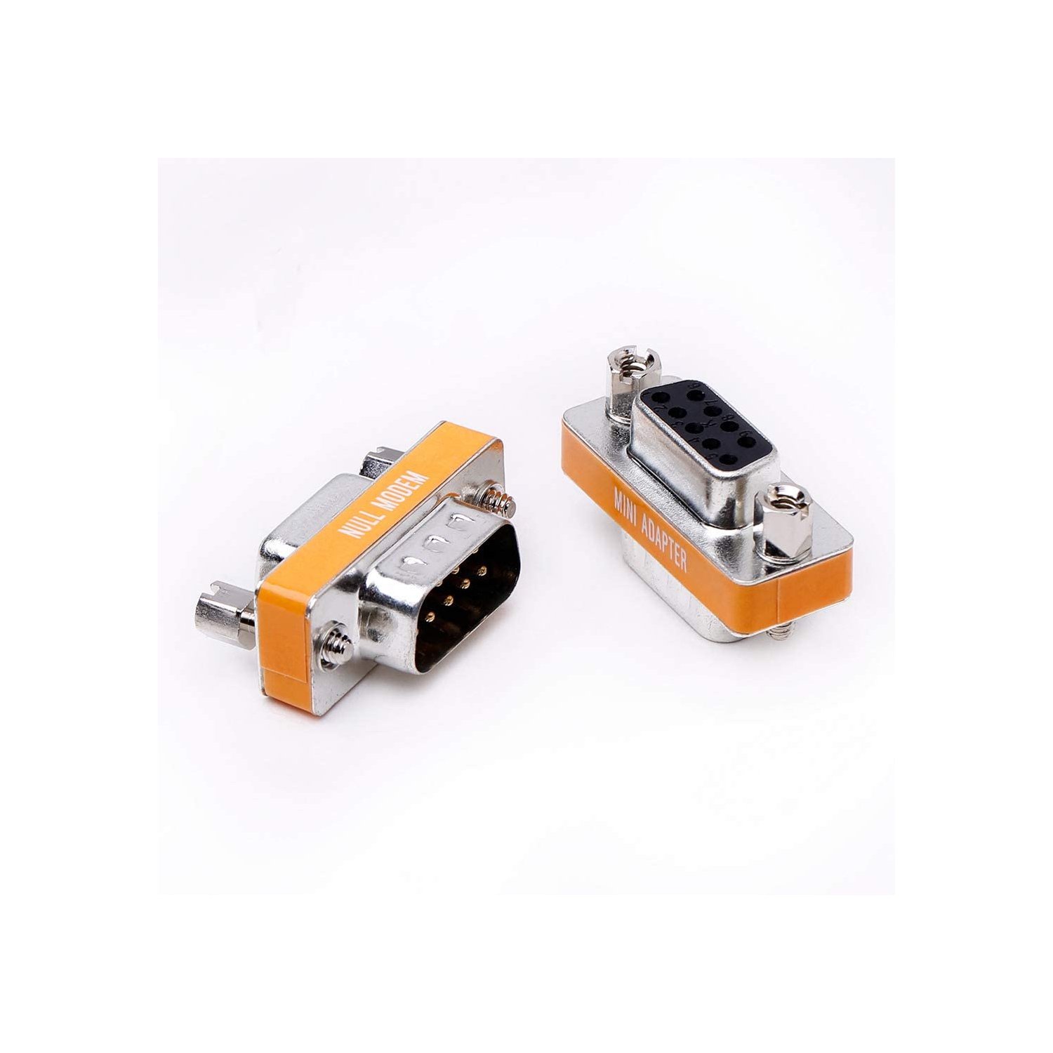 DB9 null modem male to female slimline data transfer serial port adapter 2 Pack