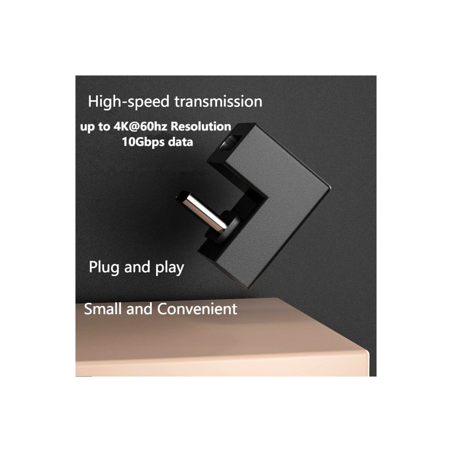 USB C U-Shape Adapter 180 Degree USB 3.1 Type C Male to Female U-Shape Charging Connector Adapter 4K60Hz 10Gbps for Laptop,Tablet,USB-C Phone