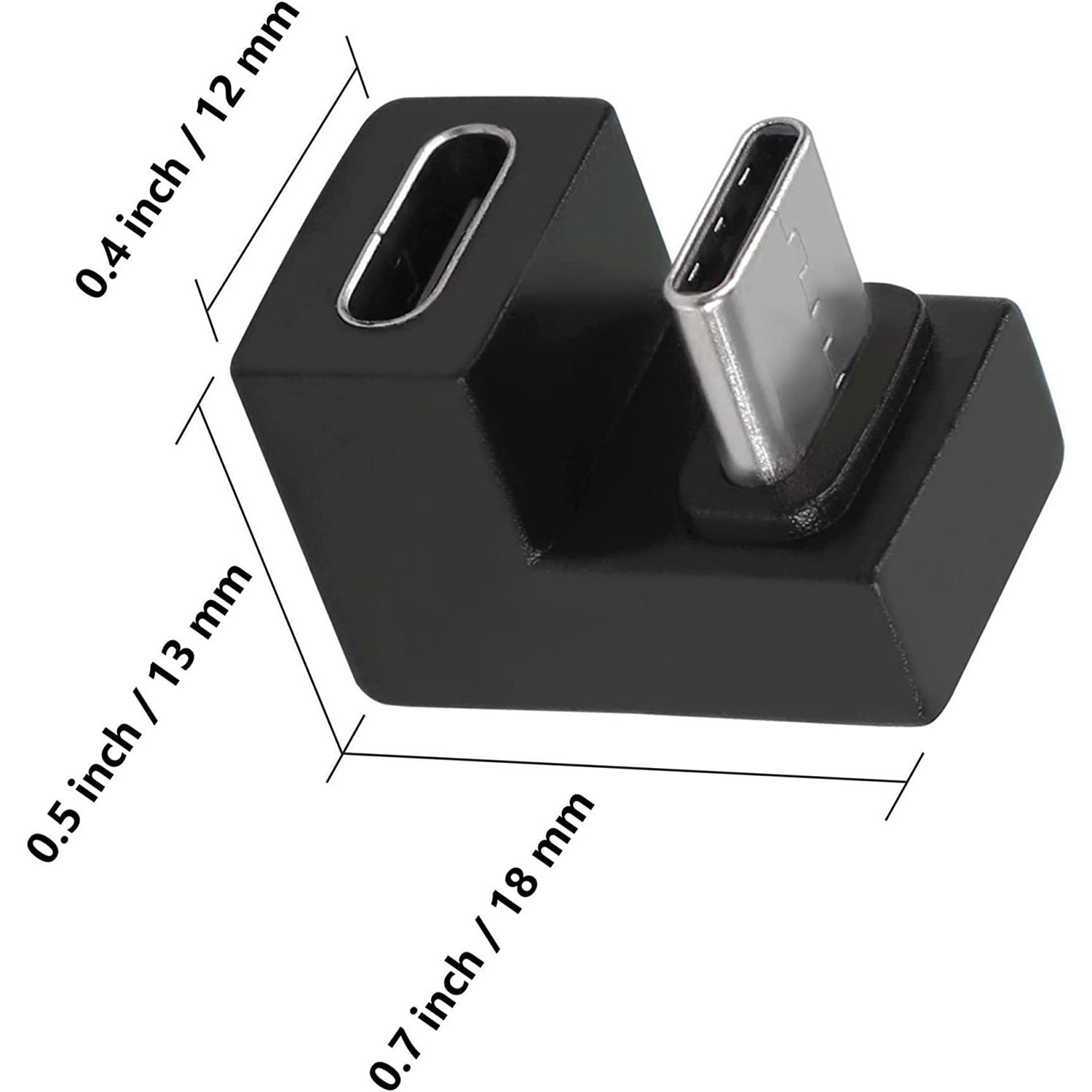 USB C U-Shape Adapter 180 Degree USB 3.1 Type C Male to Female U-Shape Charging Connector Adapter 4K60Hz 10Gbps for Laptop,Tablet,USB-C Phone