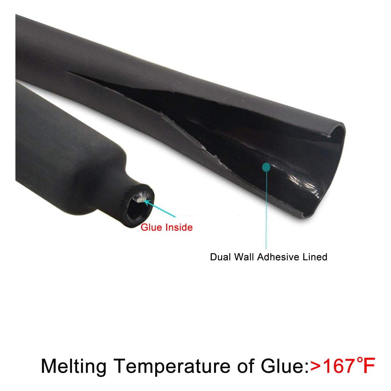 3:1 Dual Wall Adhesive Heat Shrink Tubing kit,320PCS 2Colors 7 Sizes 1/2', 3/8',5/16' 1/4', 3/16', 1/8', 3/32', Cable Sleeve Tube Assortment with