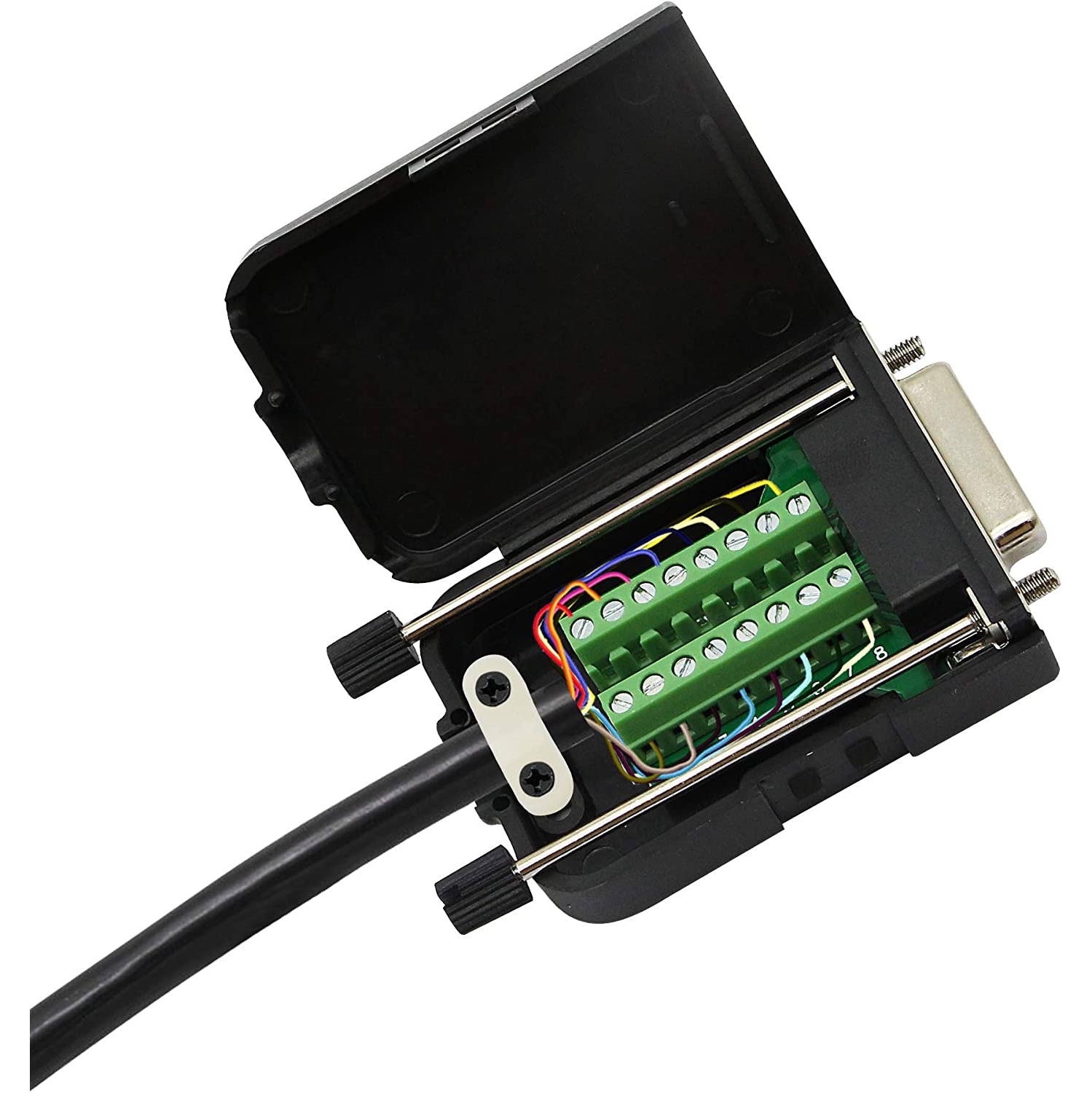 DB15 Breakout Connector, DB15 D-SUB Female Solderless Serial to Screw Wiring Terminal Signal Module Breakout PCB Board with Plastic Case & Screws