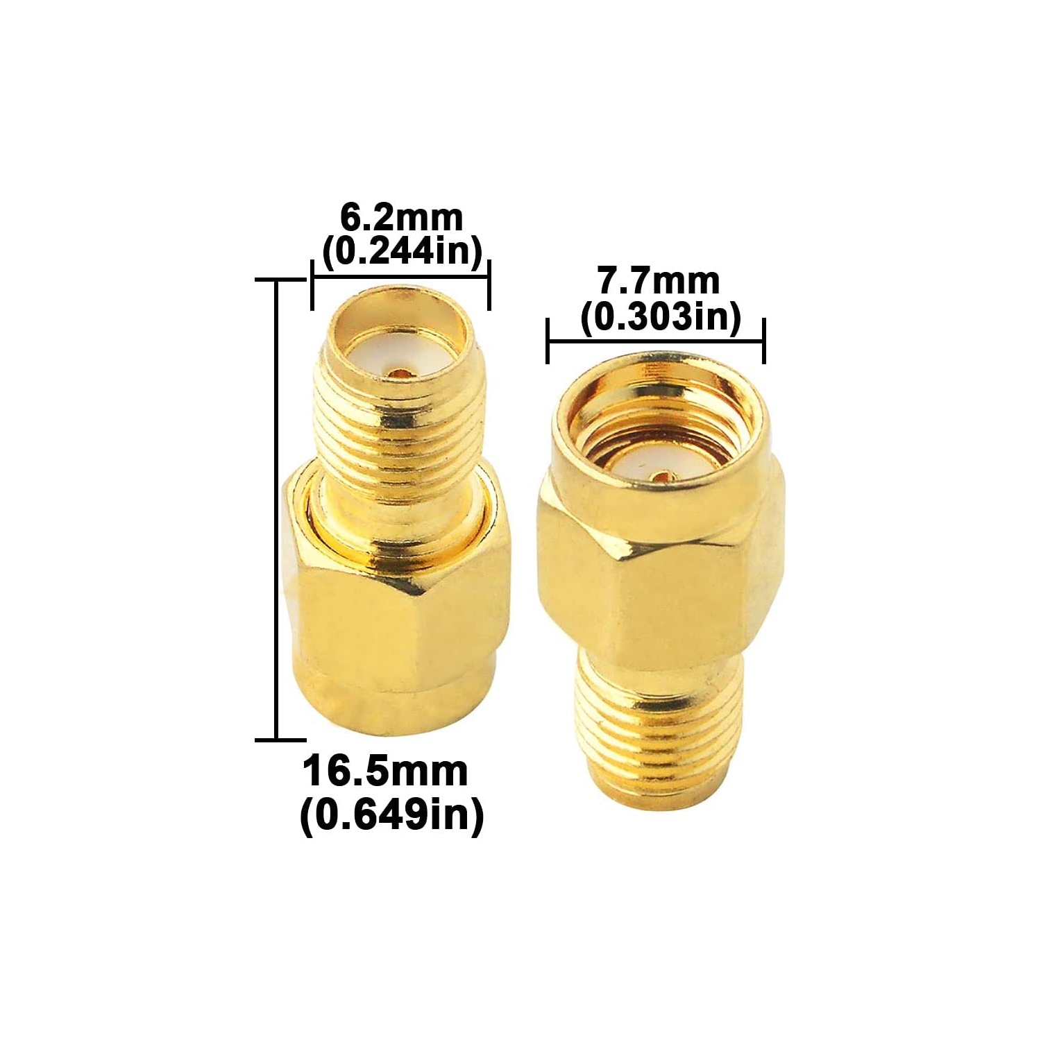 SMA Coaxial Coax Adapter SMA Female to RP-SMA Male (No Pin) Connector SMA Antenna Adapter for WiFi Antenna/Goggles/FPV Drone/Signal Booster/Router