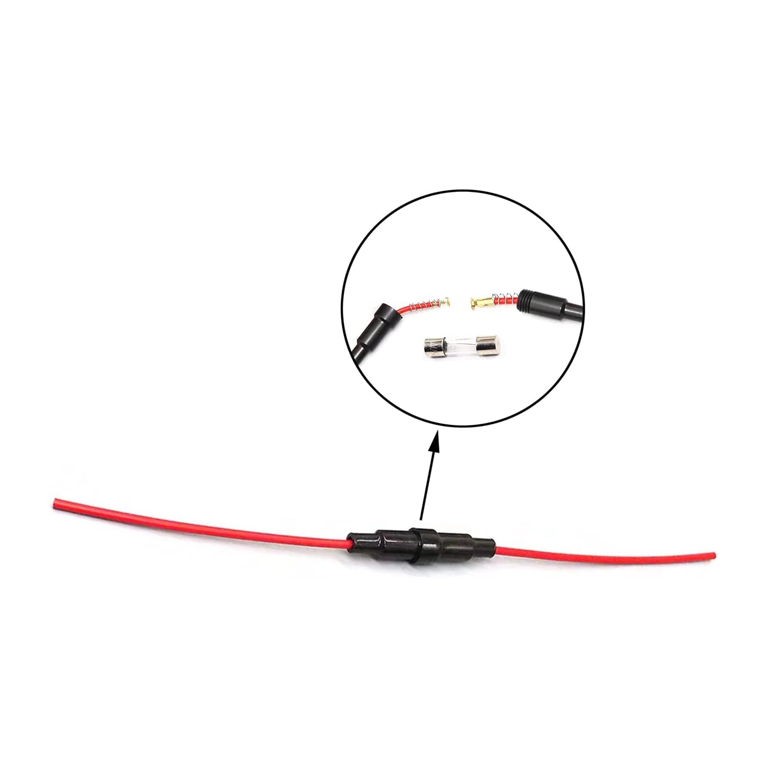 Automotive Car Inline Screw Type 5x20mm AGC Fuse Holder 18 Awg Wire