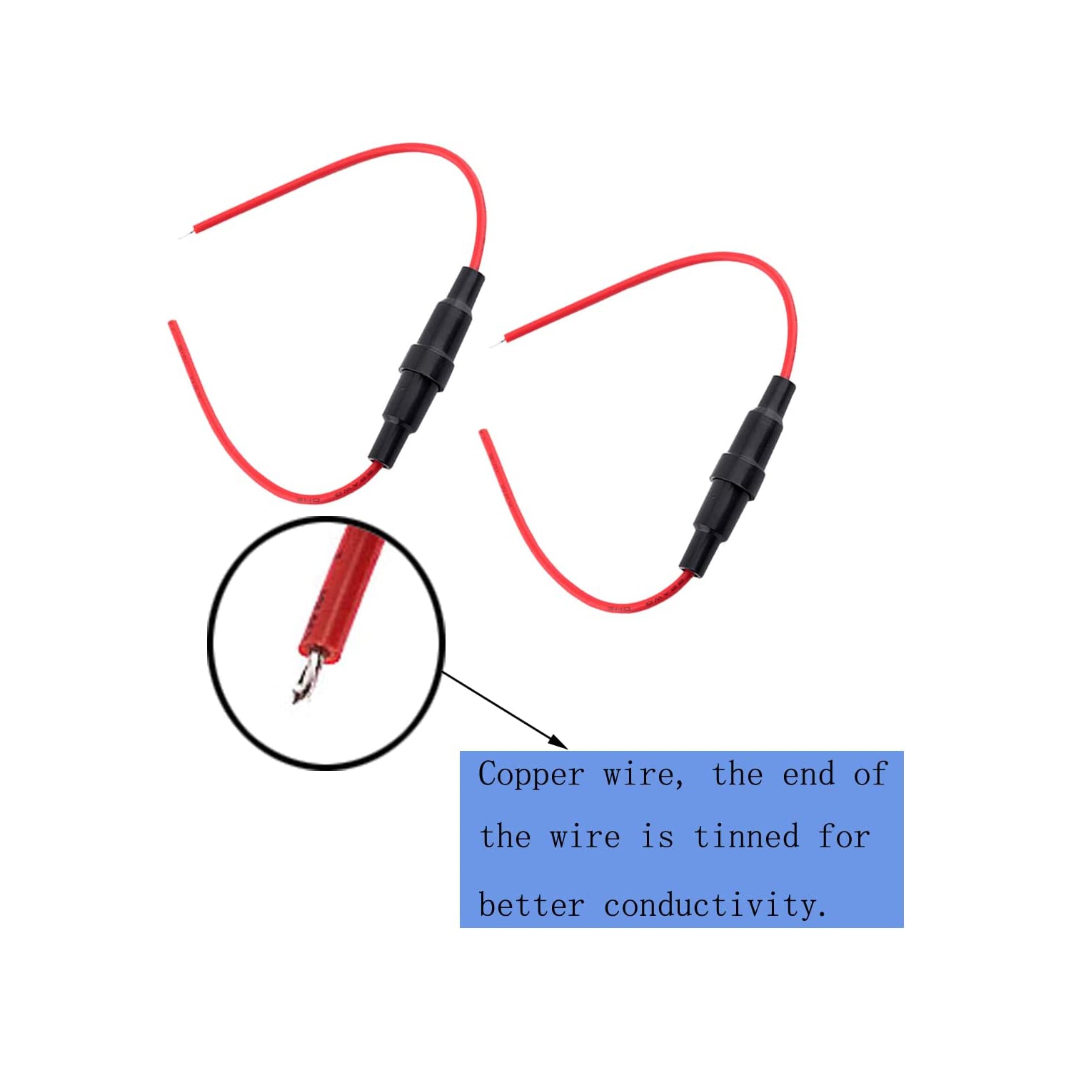 Automotive Car Inline Screw Type 5x20mm AGC Fuse Holder 18 Awg Wire