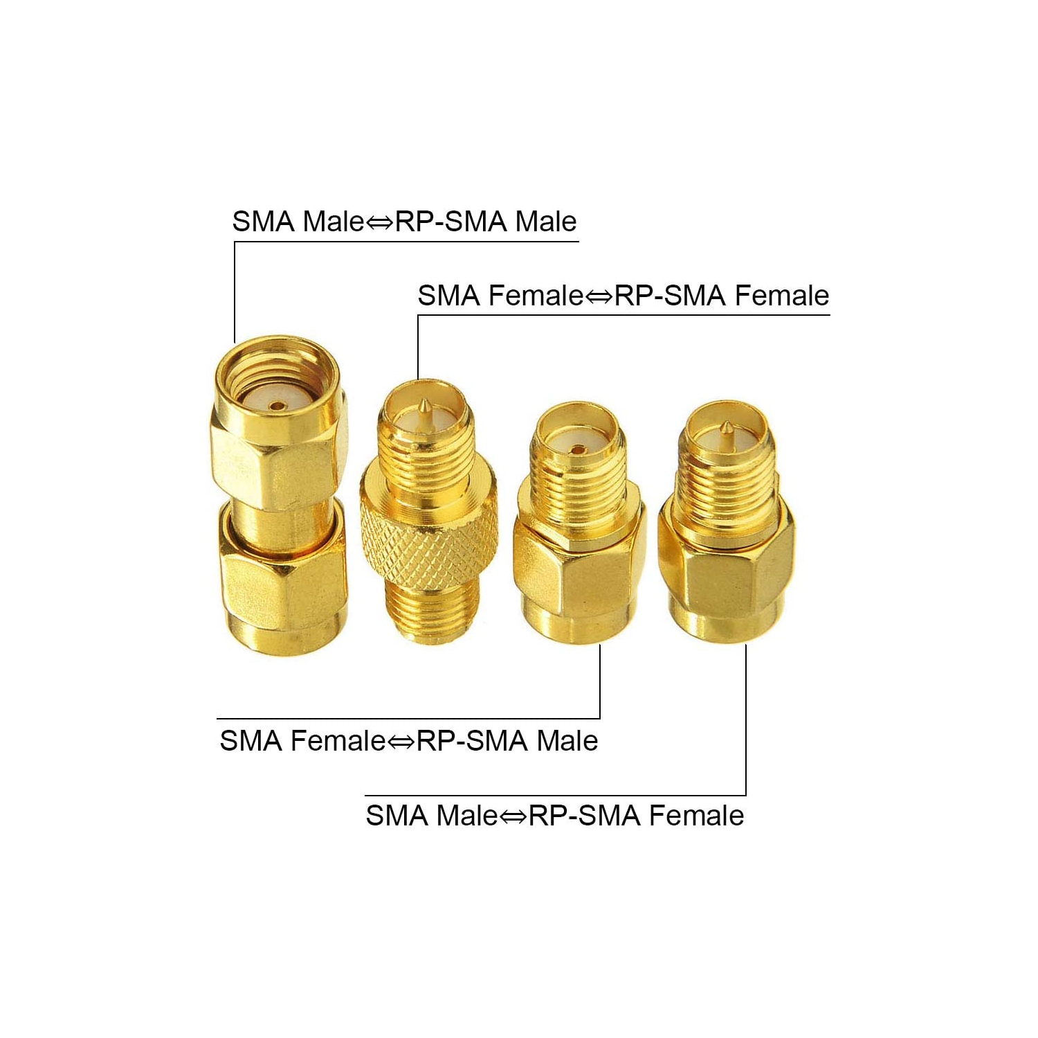 SMA Female/Male to RP-SMA Female/Male RF Coaxial Coax Adapter Connector Kit