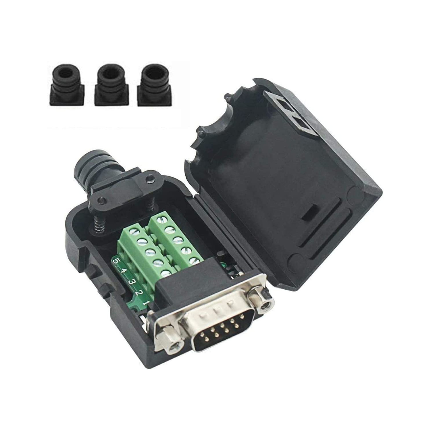 DB9 Breakout Connector to Wiring Terminal RS232 D-SUB Male Serial Adapters Port Breakout Board Solder-Free Module with case