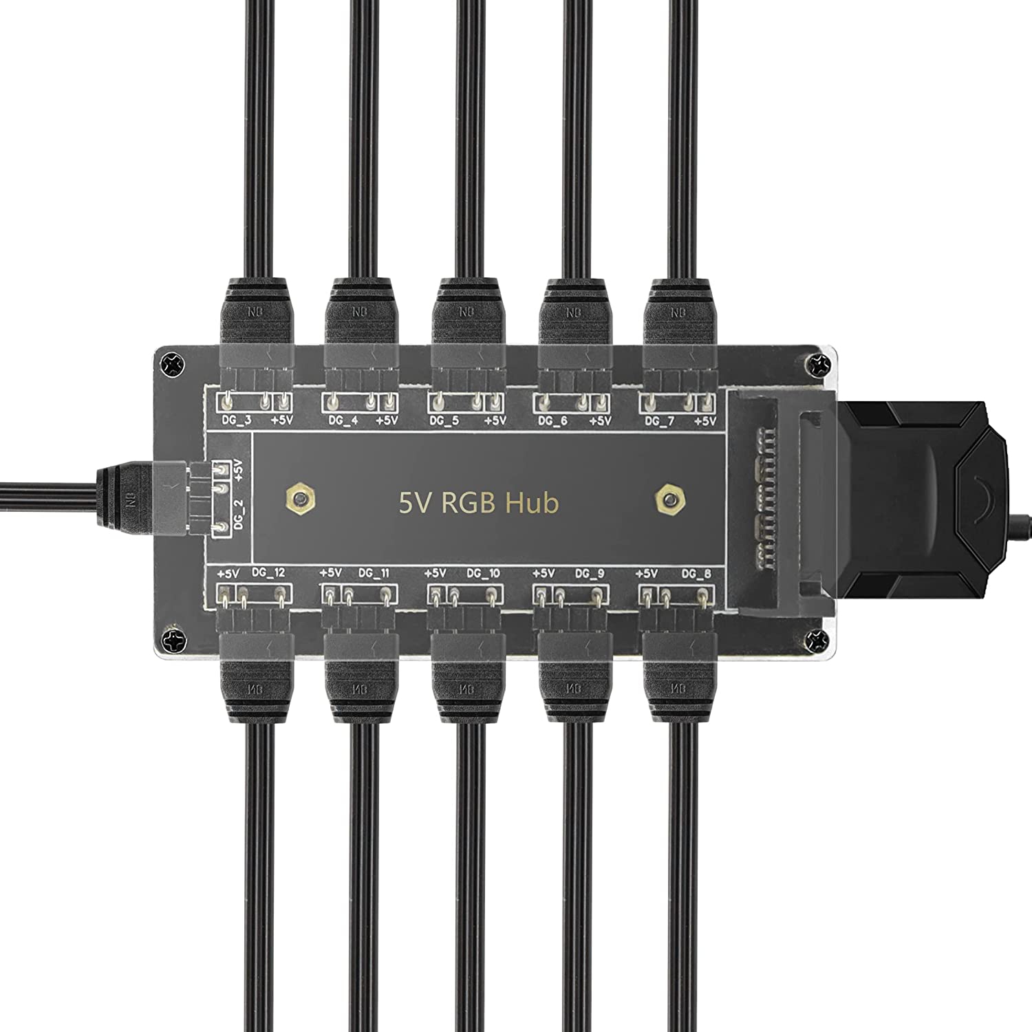 5V 3Pin RGB LED Splitter 10-Port 3Pin LED Hub Controller with 50CM Extension Cable